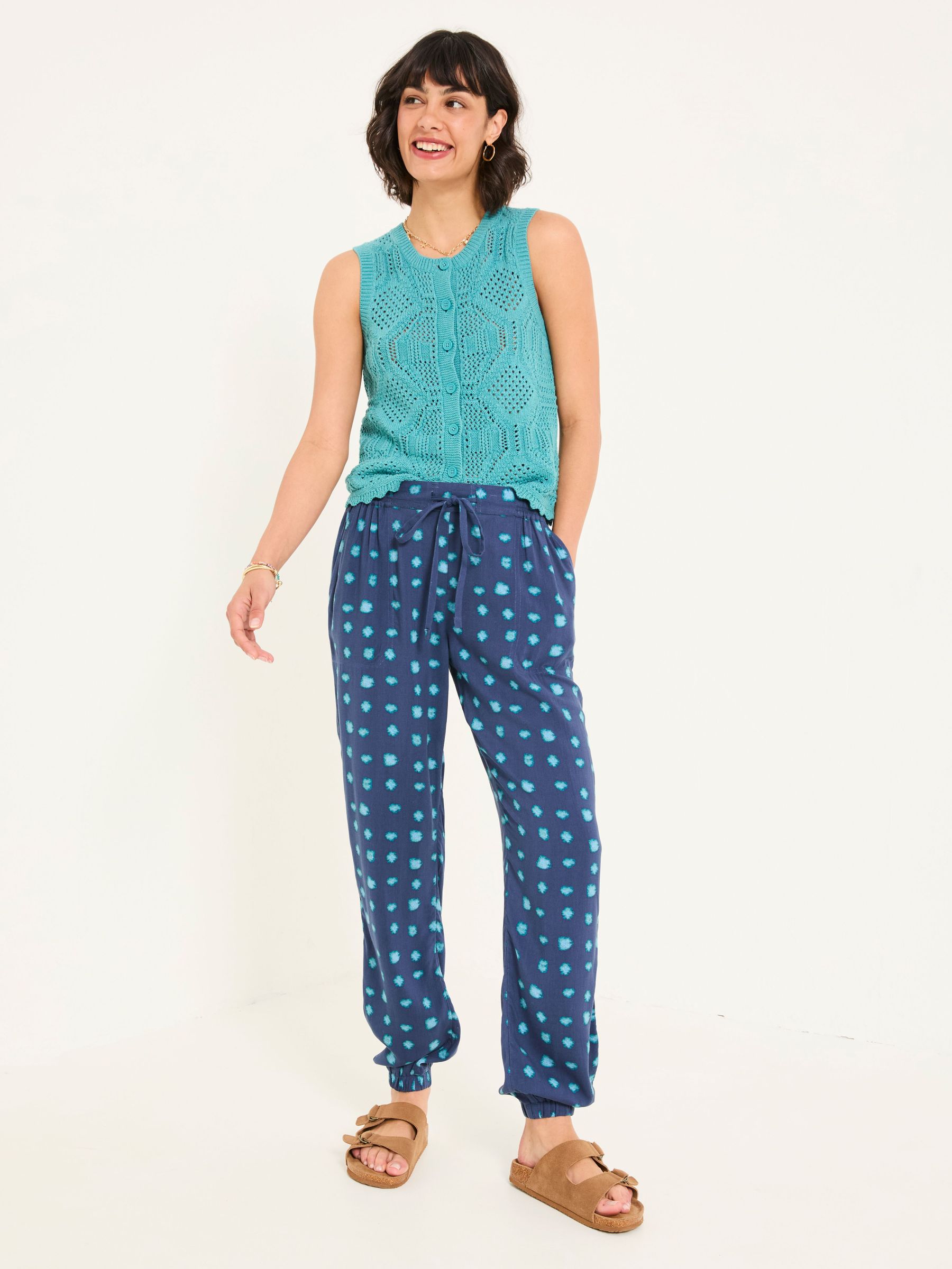 Lyme Teal Blue Spot Cuffed Joggers (AK4821) | €55