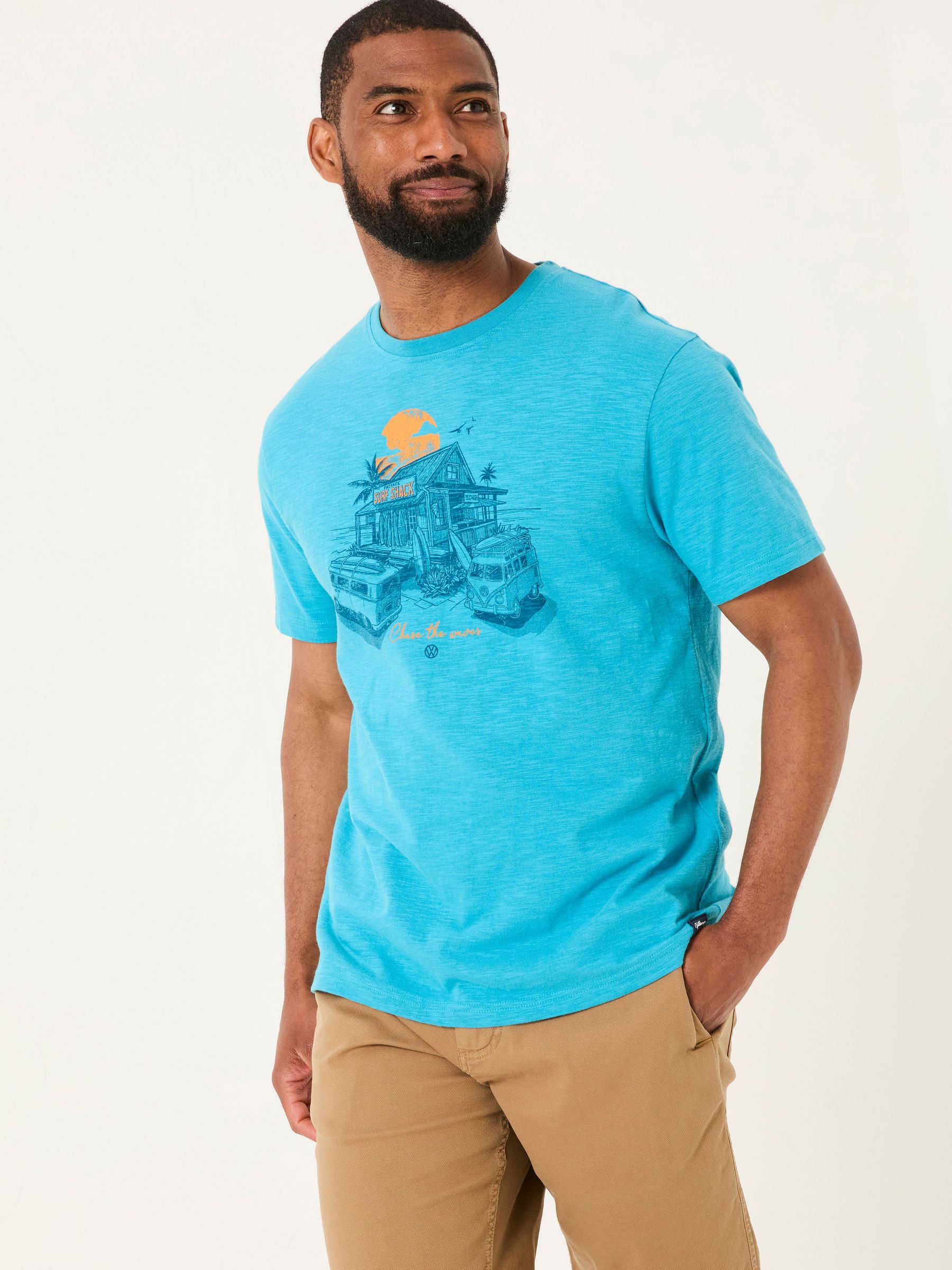 Bright Blue VW Surf Shack T-shirt (AK4884) | €38.50