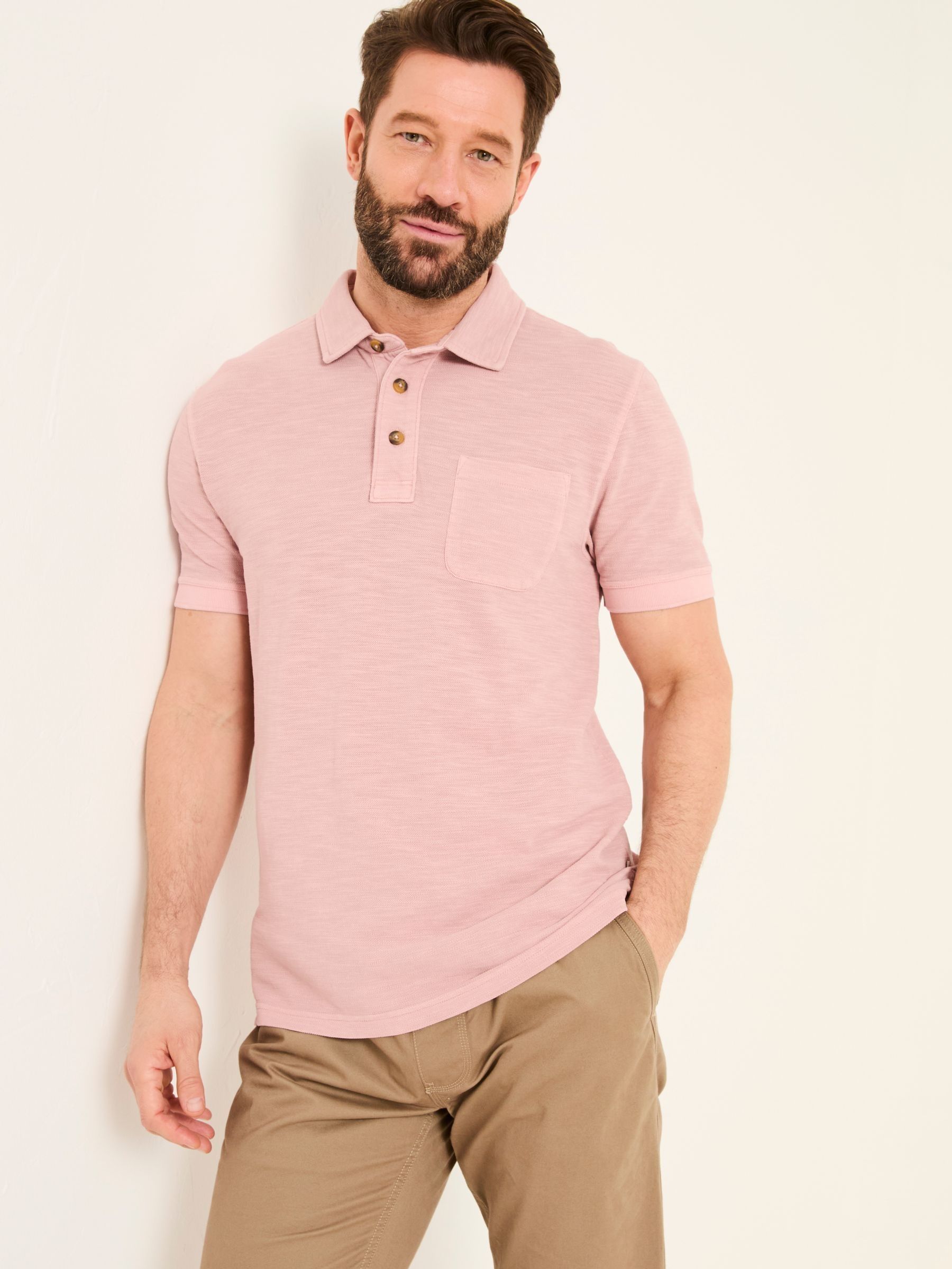 Blush Pink Short Sleeve Slub Pique Polo (AK4906) | $51