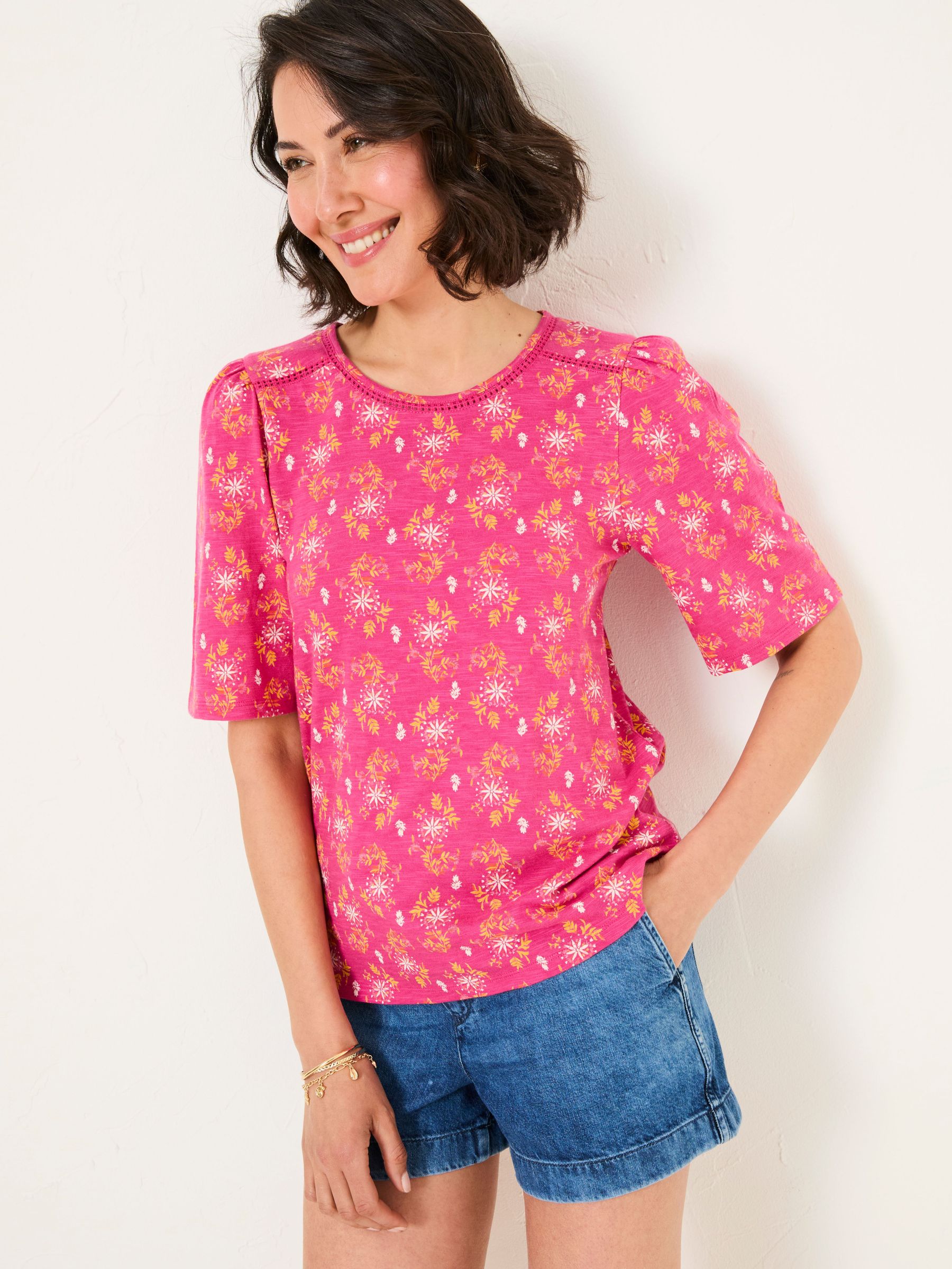 Kim Mid Pink Floral Block Floral Block Top (AK5464) | €46