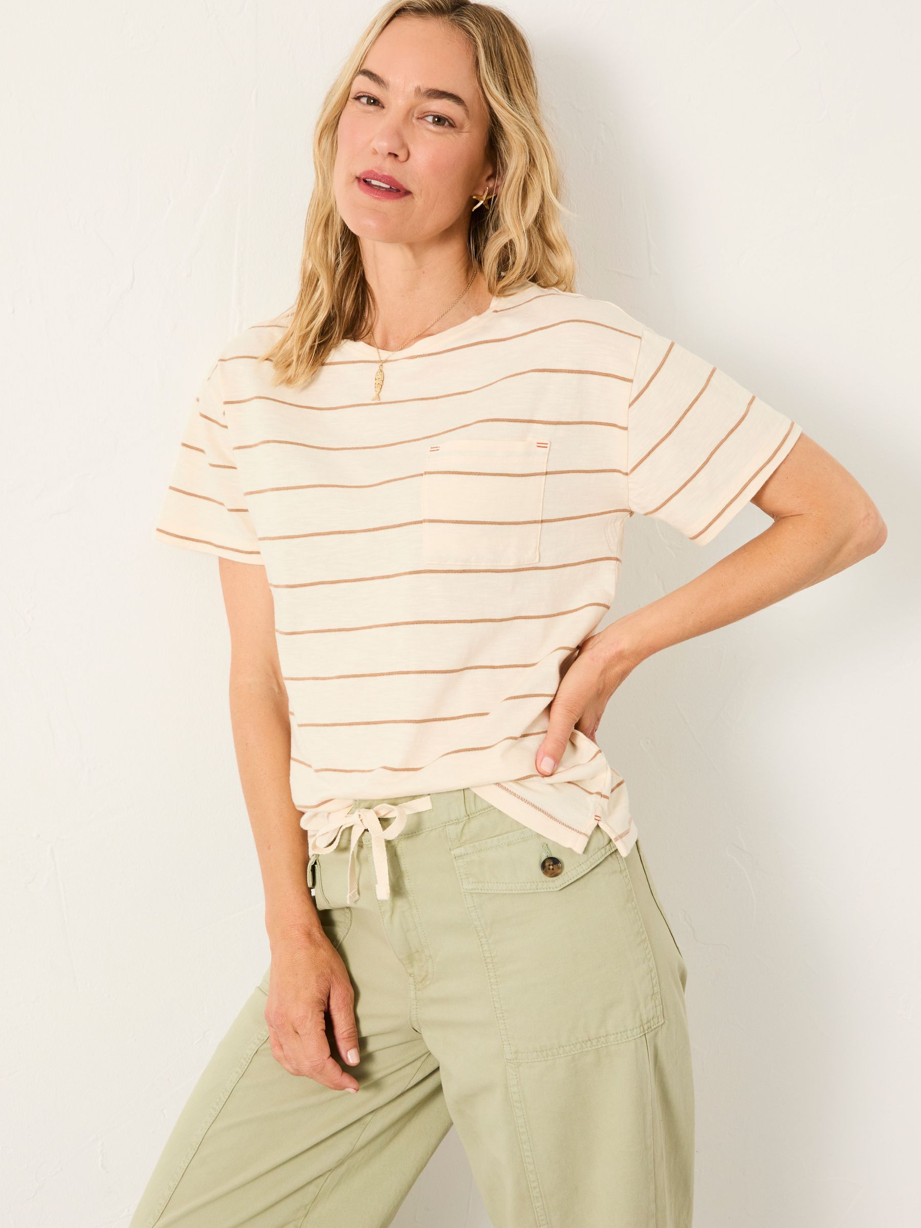 Lily Ivory Stripe T Shirt (AK5473) | $43