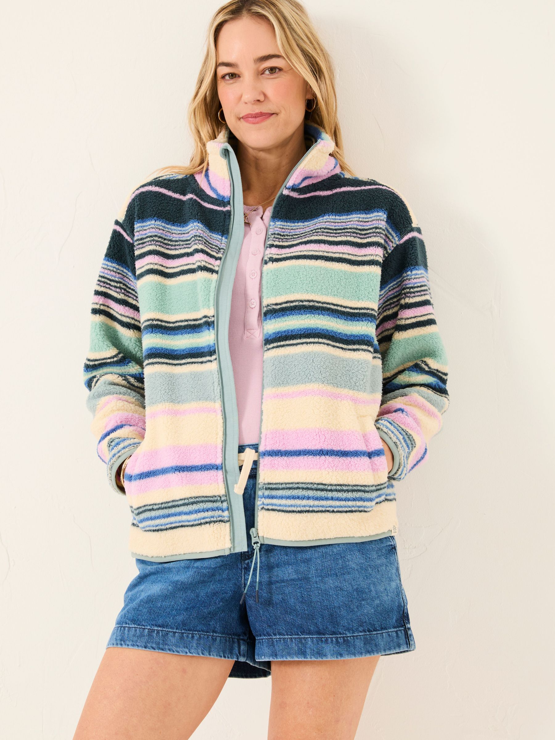 Multi Stripe Zip Through Fleece (AK6095) | €81.50