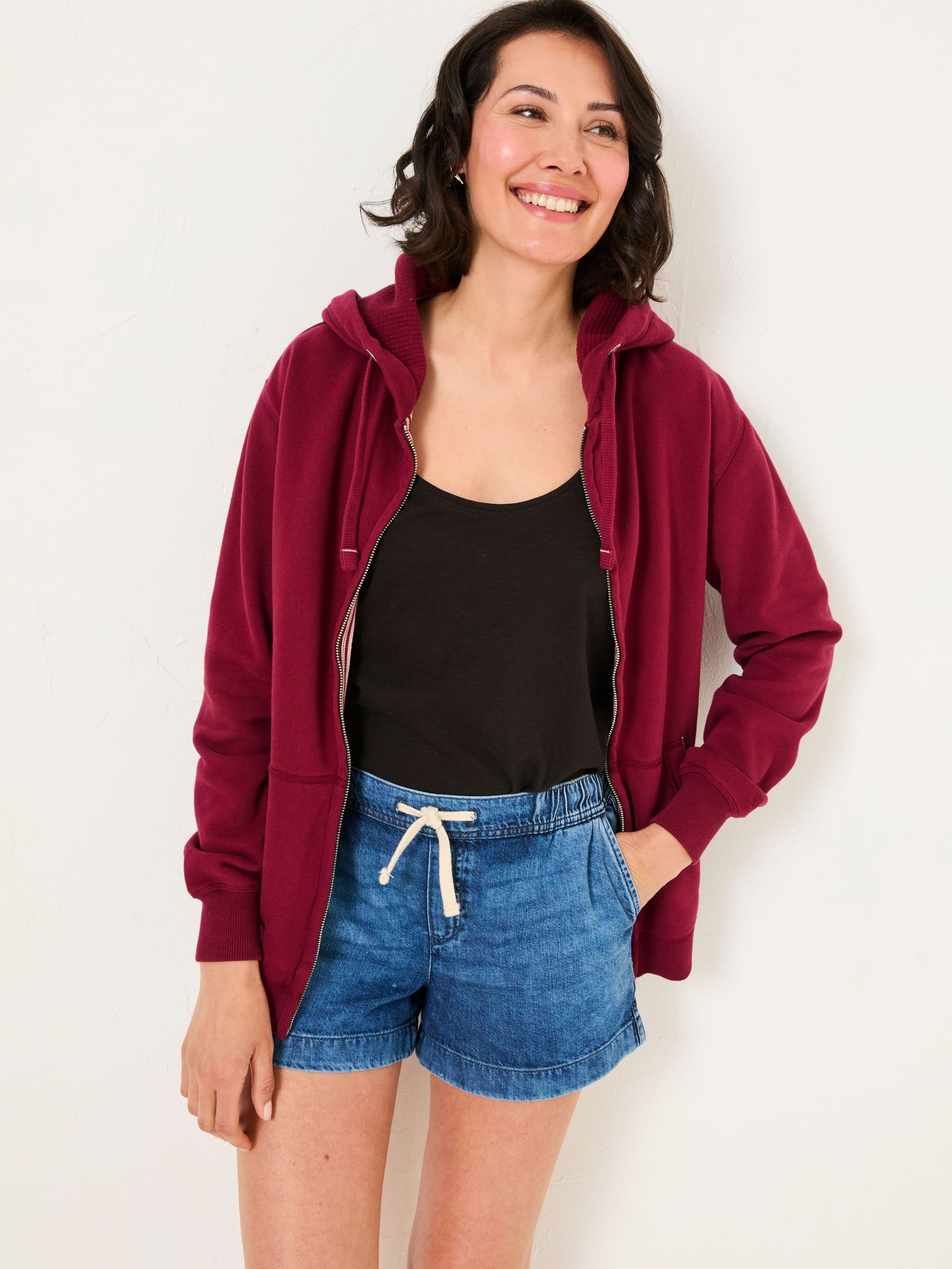 Amy Burgundy Red Zip Through Hoodie (AK6096) | €65
