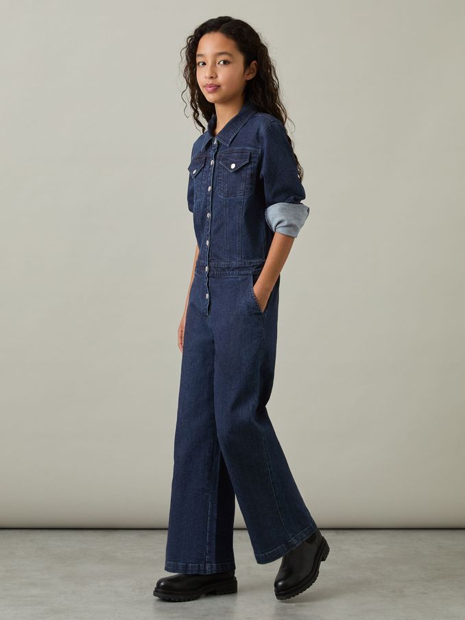 4-9 yrs Wide-Leg Denim Jumpsuit in Blue (AK6105) | $42