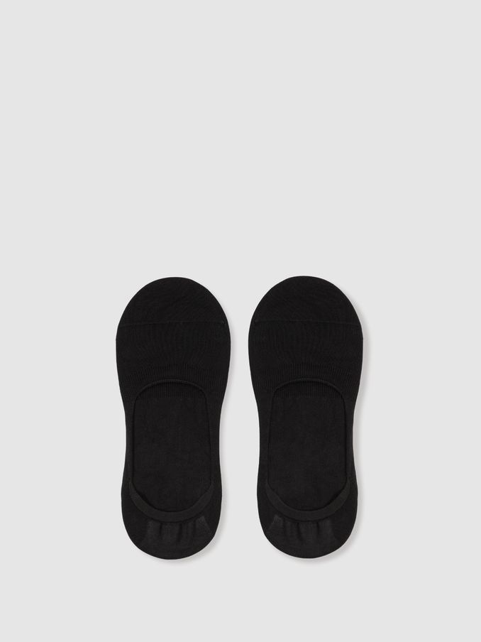 Cotton-Blend Loafer Socks in Black (AK6121) | US$20