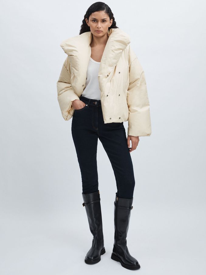 Meotine Oversized Puffer Jacket in Cream (AK7653) | US$328
