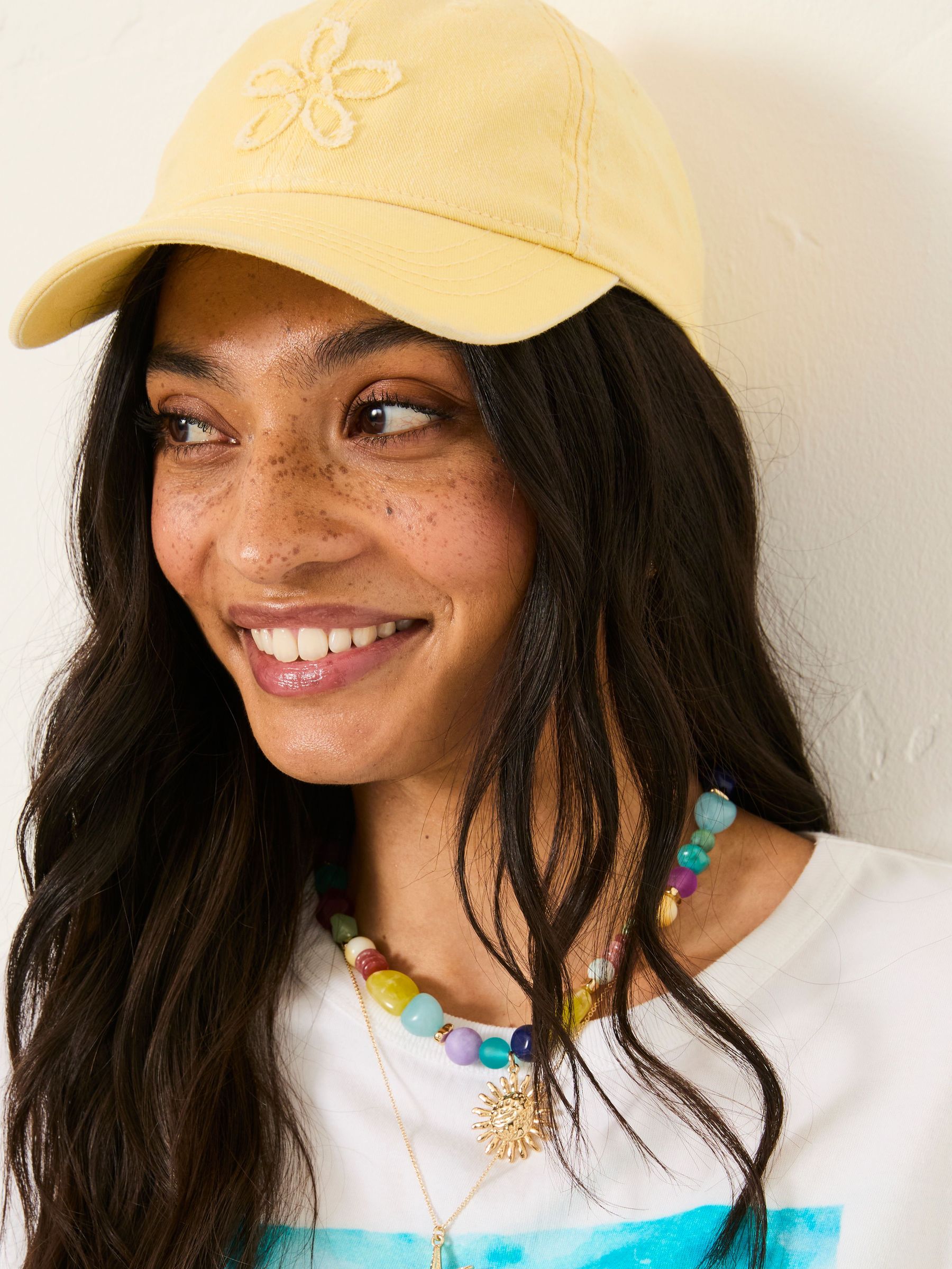 Yellow Flower Detail 100% Cotton Cap (AK7912) | €23.50