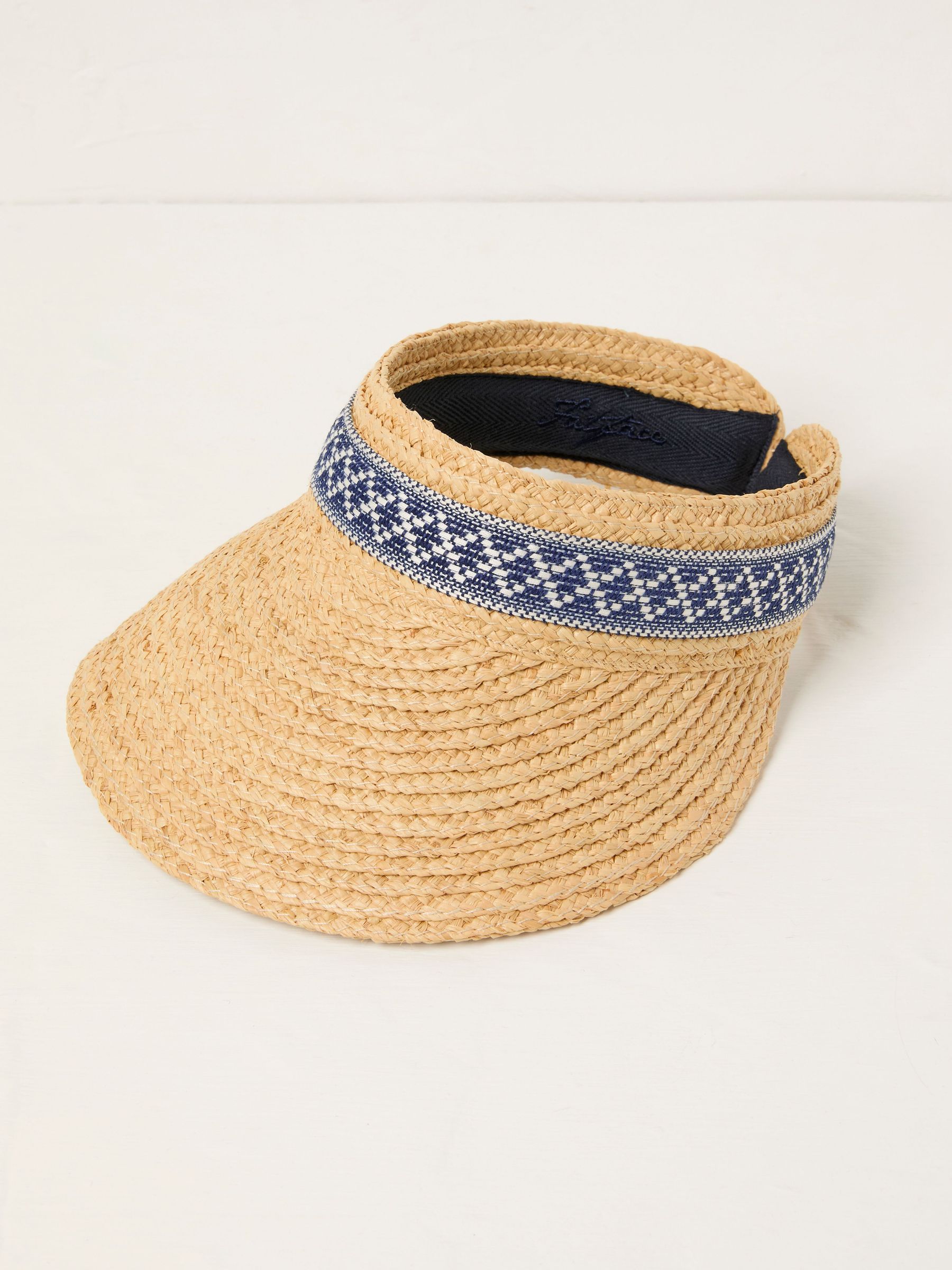 Natural Geometric Detail Straw Visor Hat (AK7922) | €26