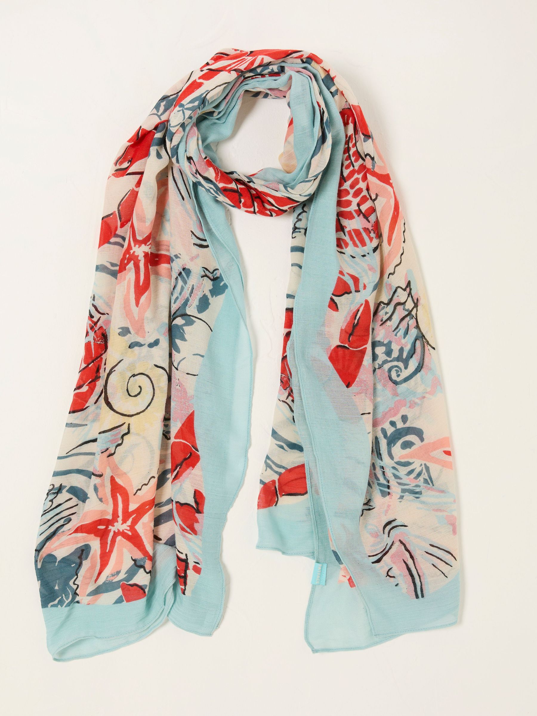 Blue Sea Scene Lightweight Scarf (AK8390) | $38