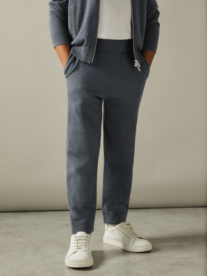 9-13 yrs Merino-Blend Stretch Joggers in Blackened Blue (AK8412) | US$65