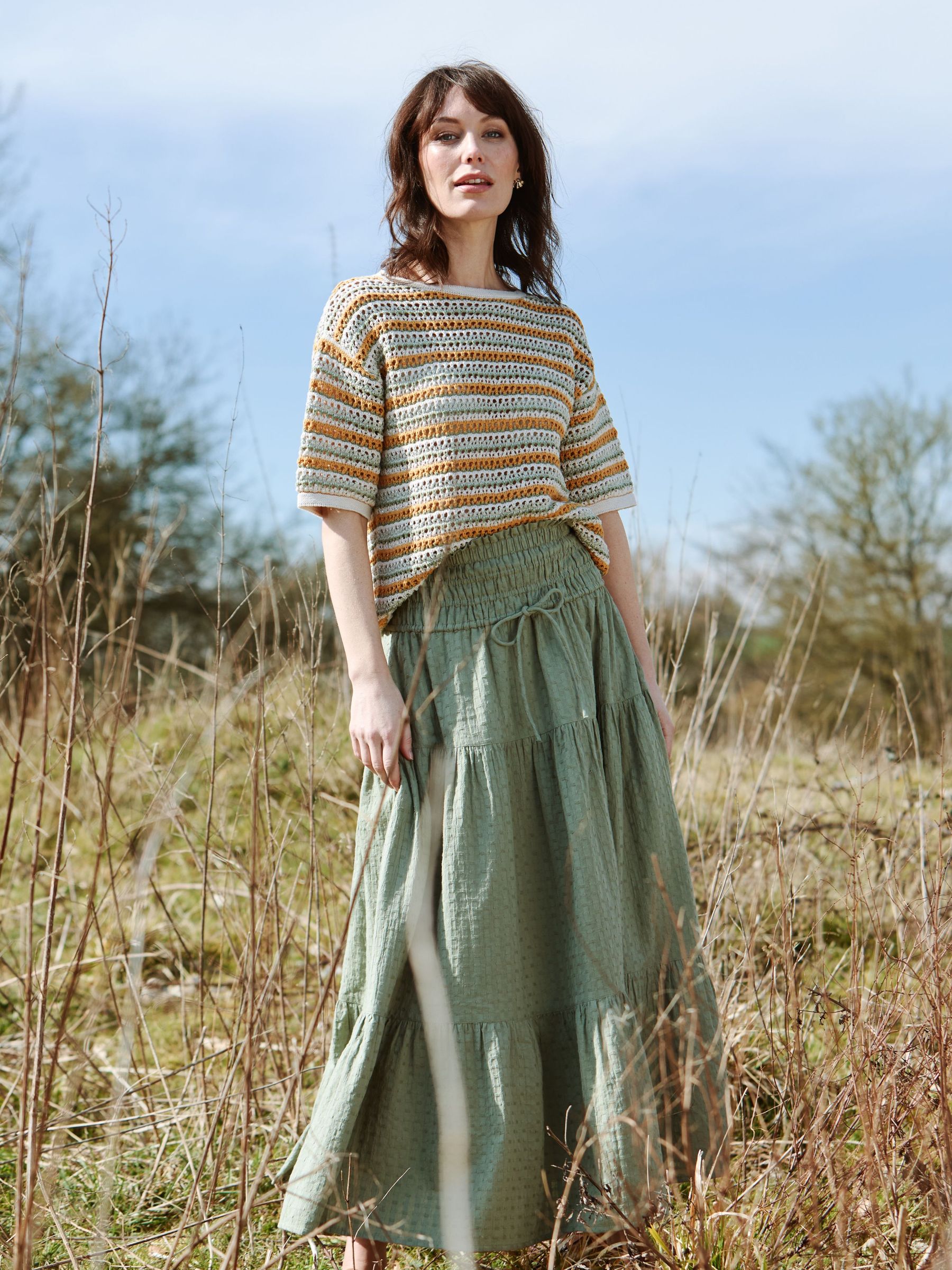 Green Beeble Billi Midi Skirt (AK9184) | $95