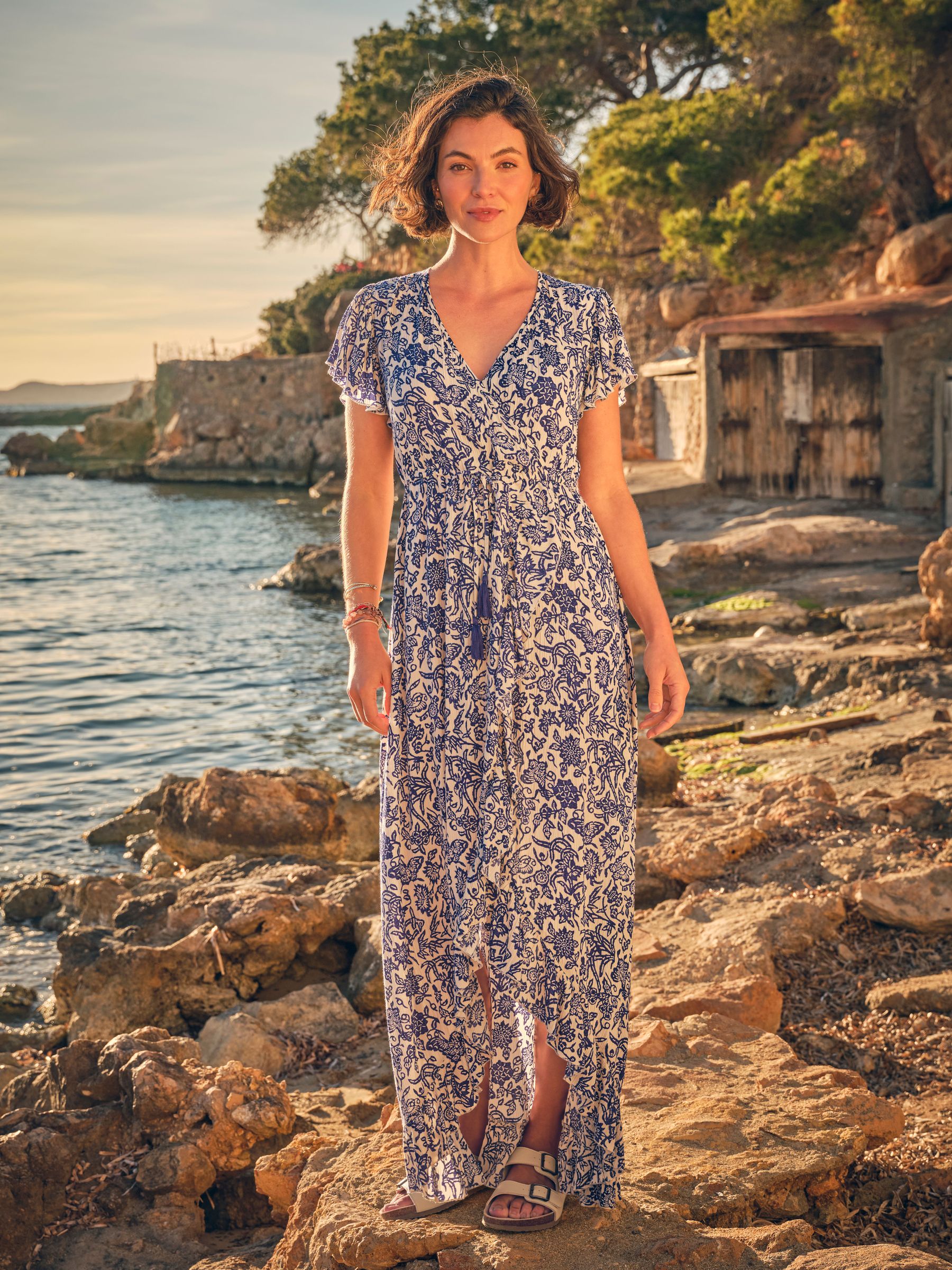 Erin Blue Beachwear Wrap Dress (AK9432) | $112