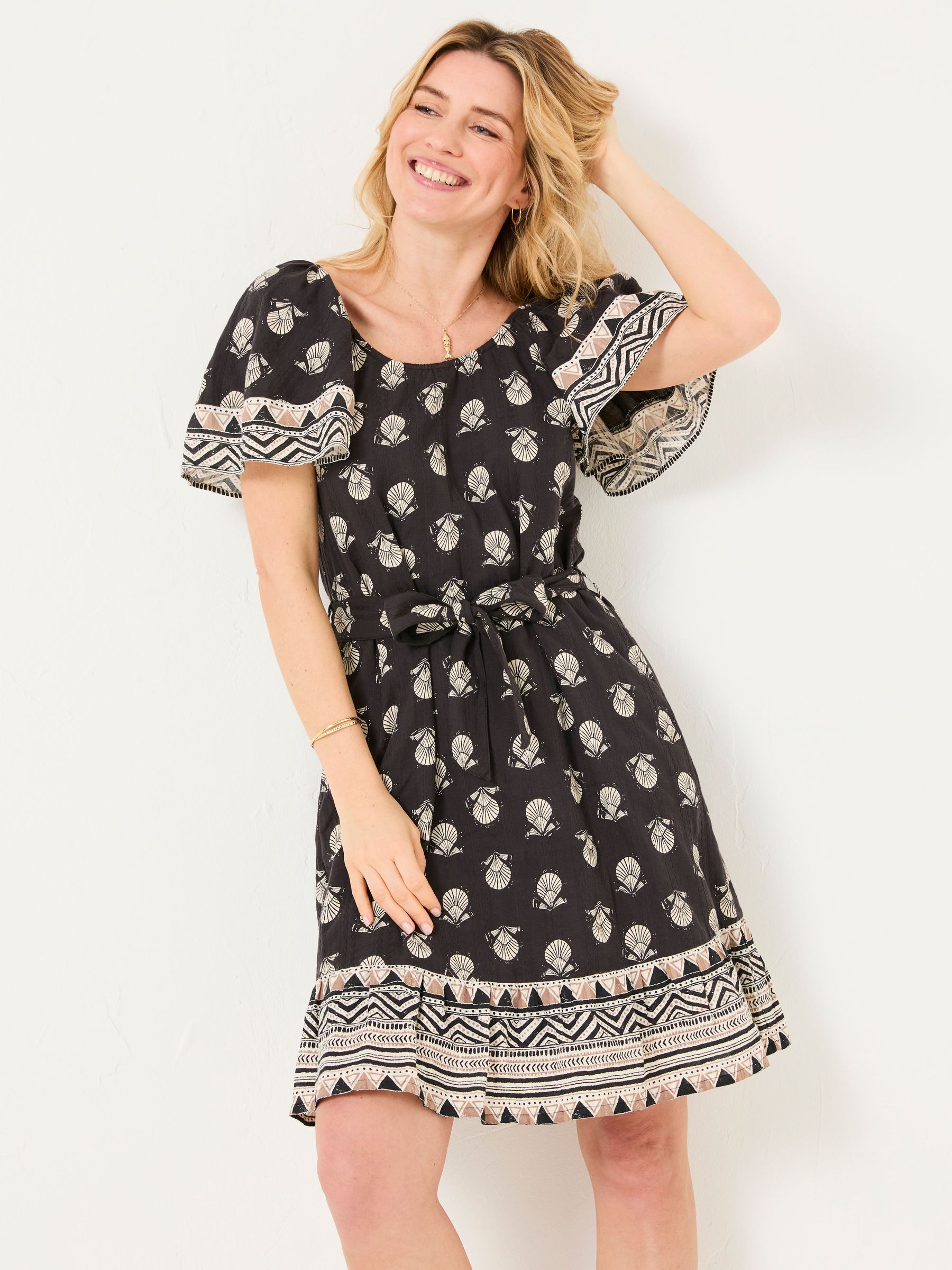 Benny Black Lino Shells Dress (AK9433) | $102