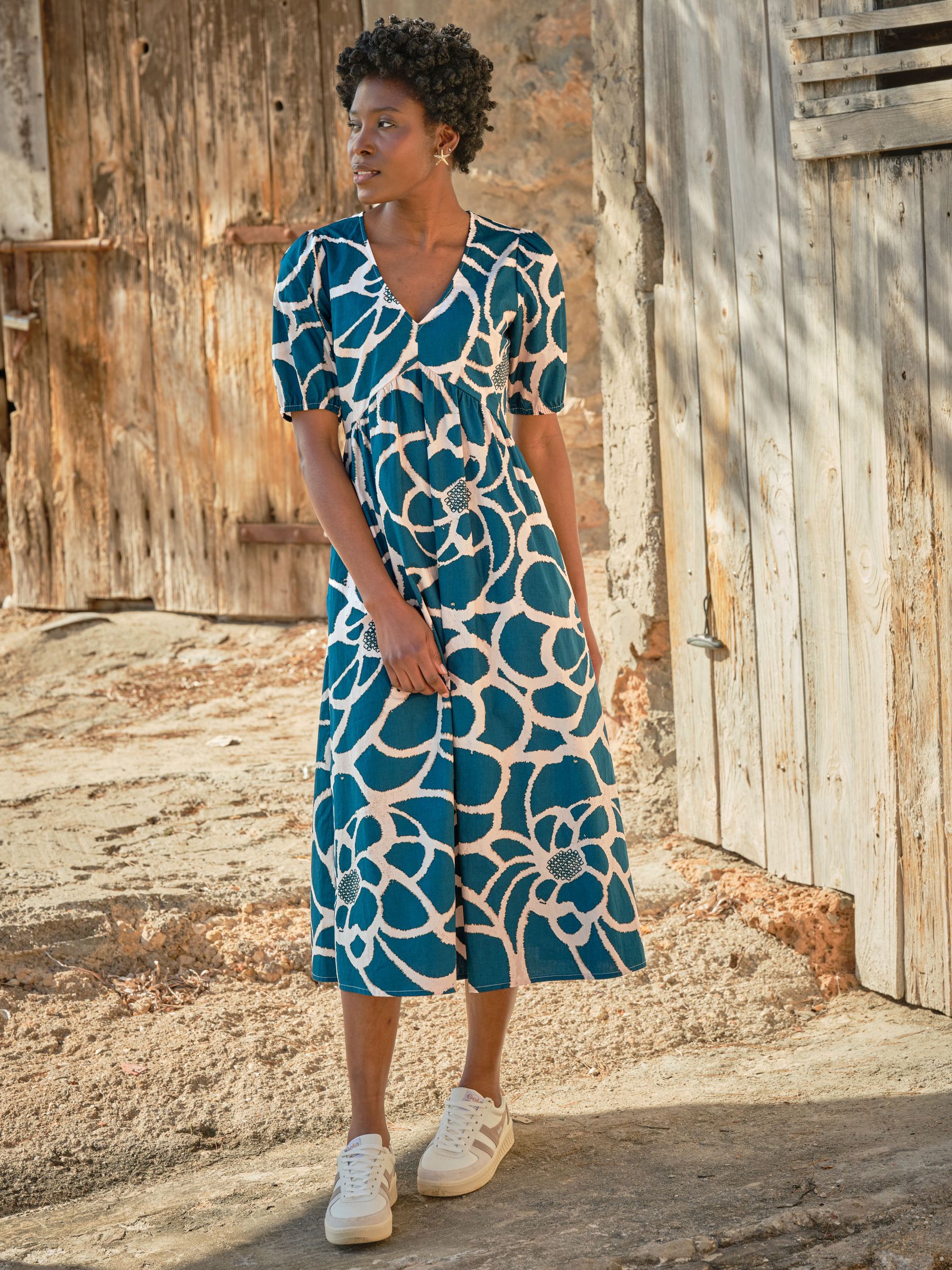 Remi Teal Blue Shibori Midi Dress (AK9436) | €91