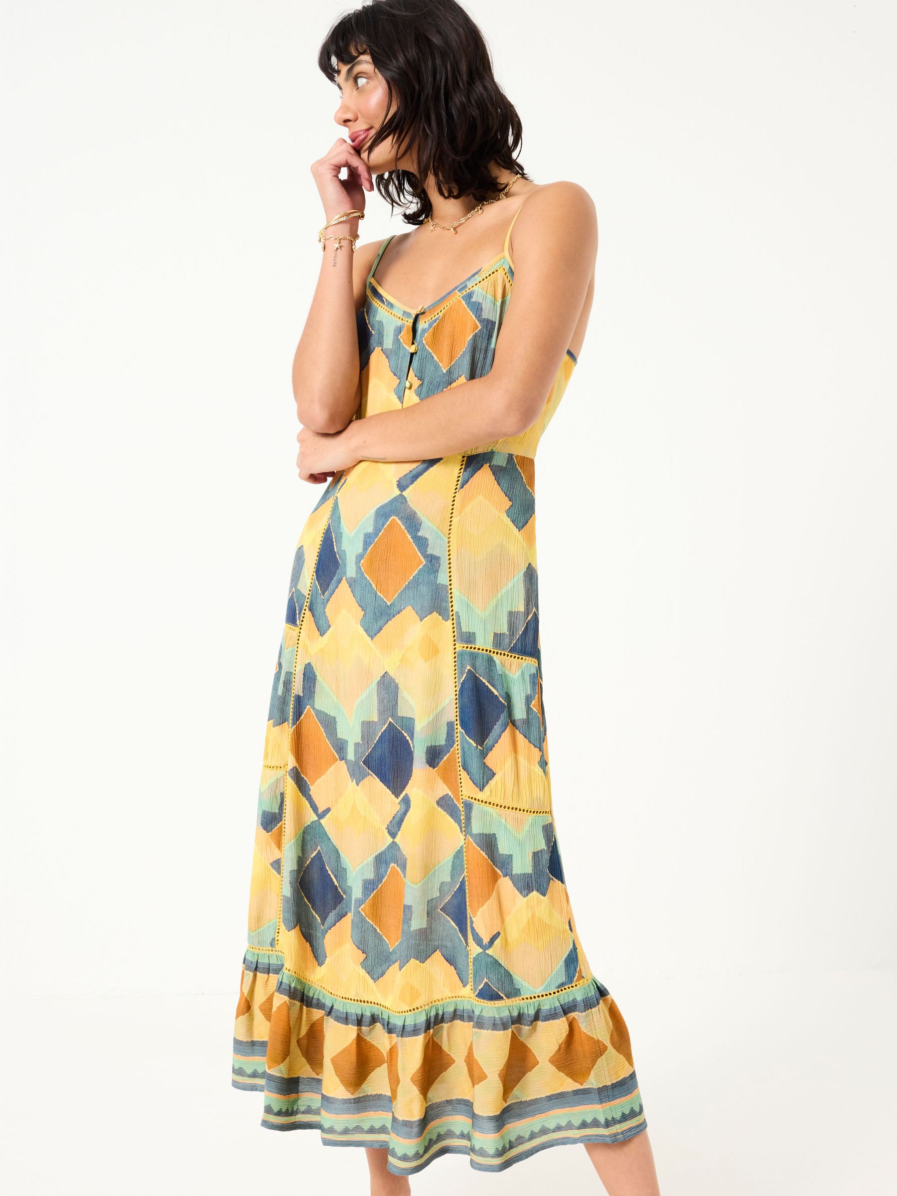 Mae Multi Abstract Midi Dress (AK9467) | $102