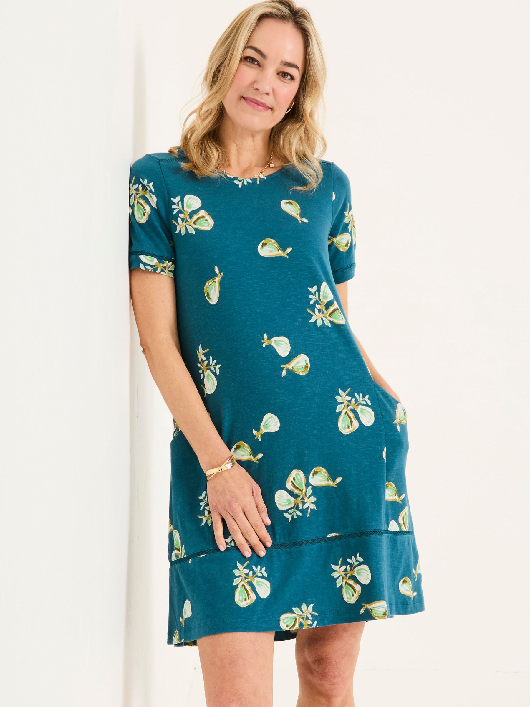 Simone Teal Blue Figs Jersey Dress (AK9494) | €65