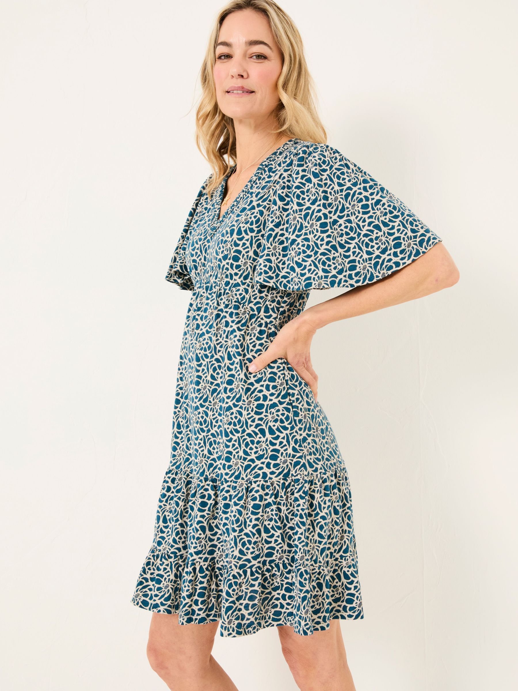 Grace Teal Blue Shibori Jersey Dress (AK9495) | €65
