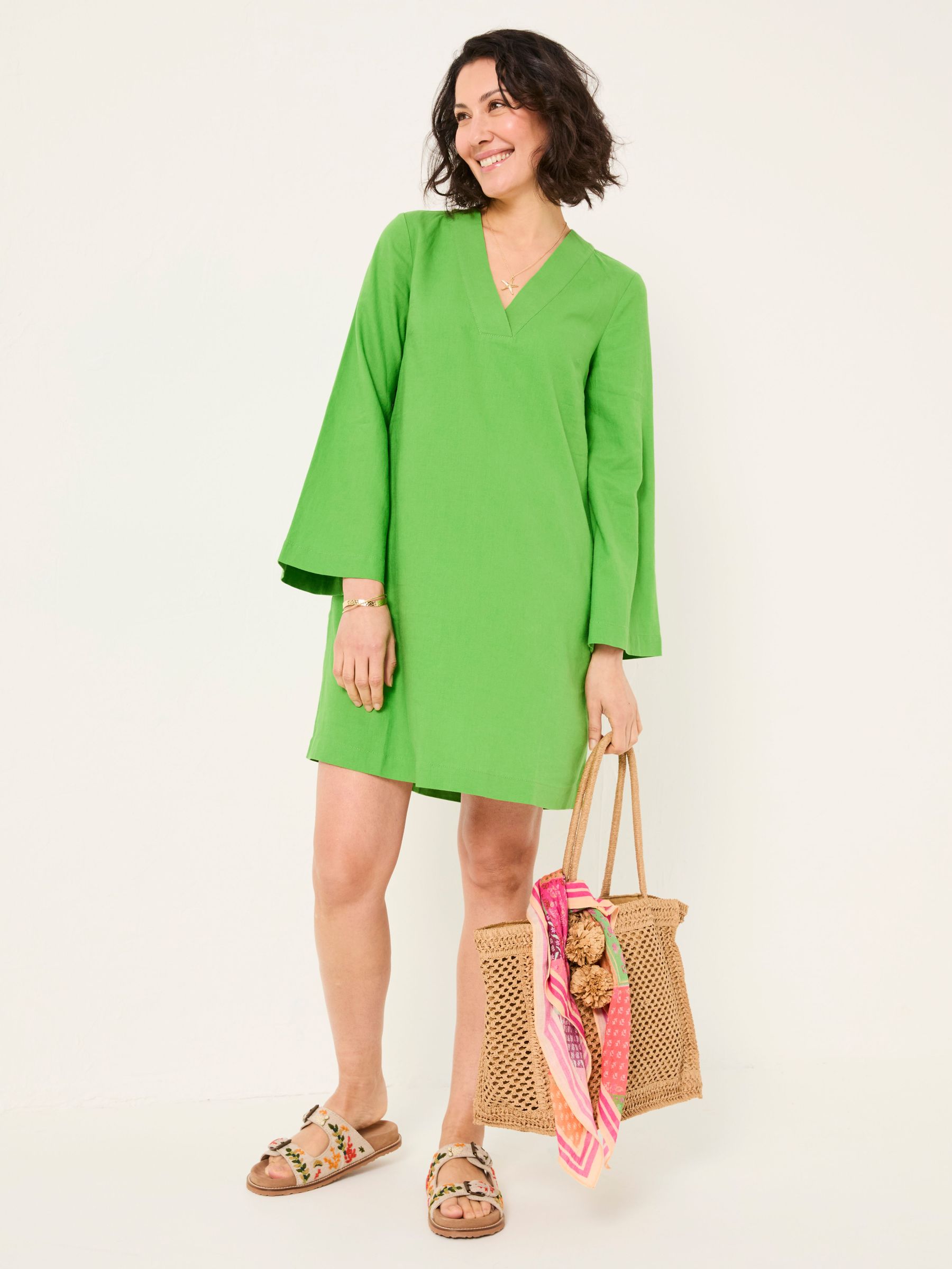Mid Green Linen Kaftan Dress (AK9499) | €85.50