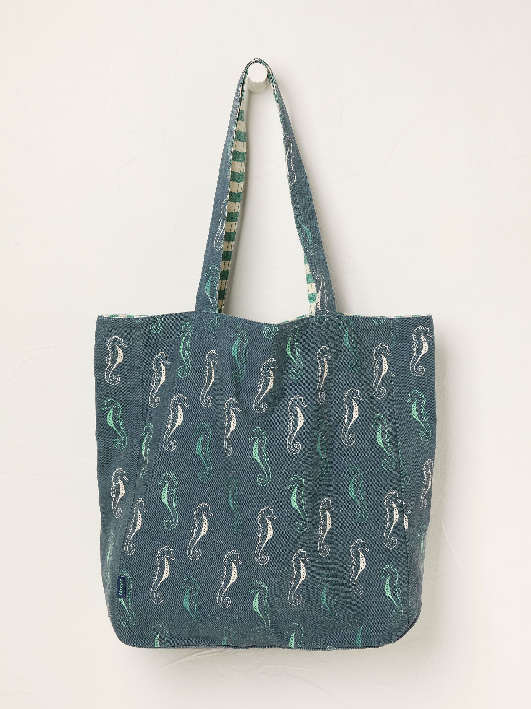 Blue Seahorse Reversible 100% Cotton Tote Bag (AL0379) | €19.50