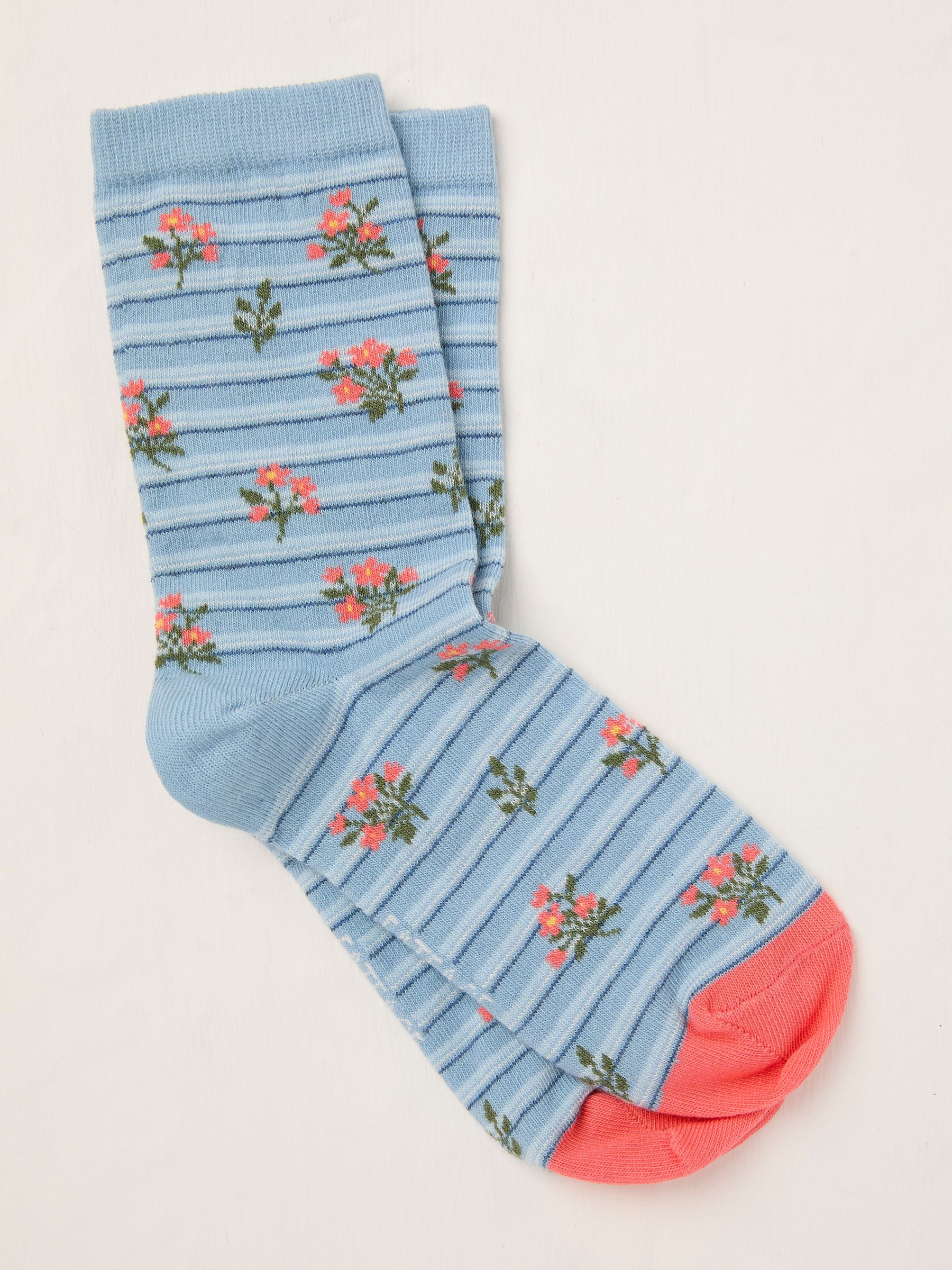 Blue Stripe Floral Socks (AL0398) | €9.50