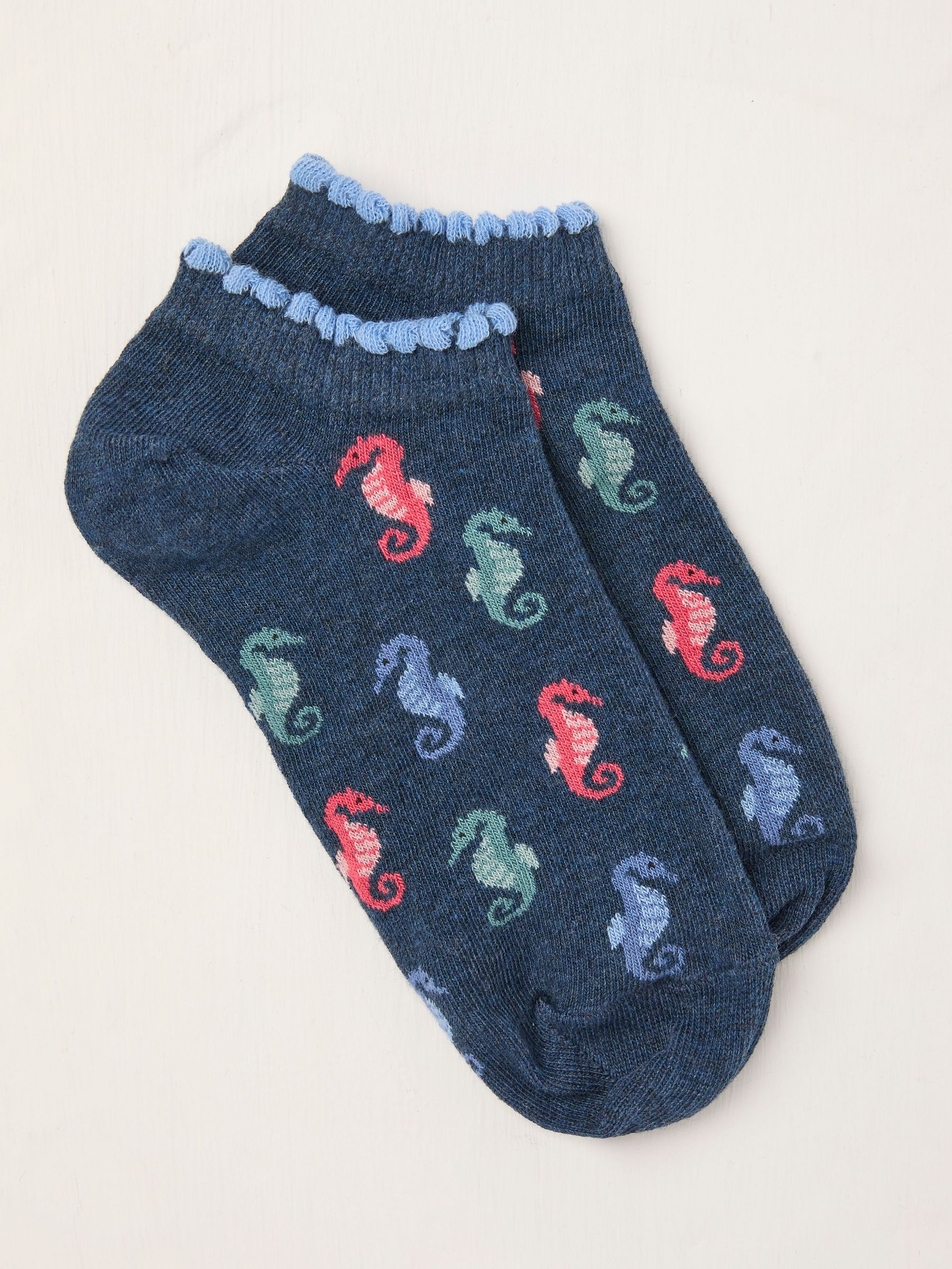 Blue Seahorse Trainer Socks (AL0404) | $10