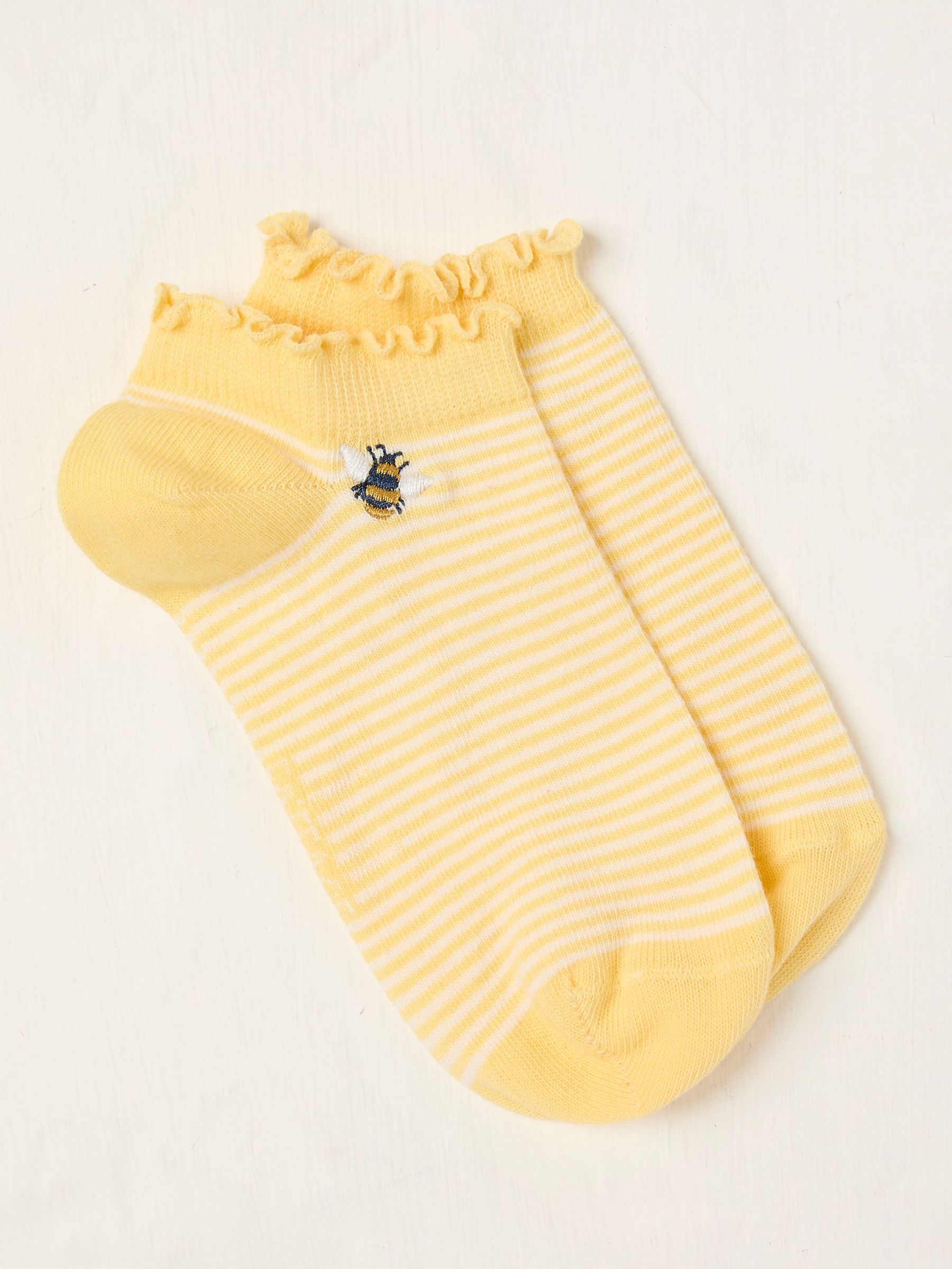 Yellow Embroidered Bee Trainer Socks (AL0411) | $10