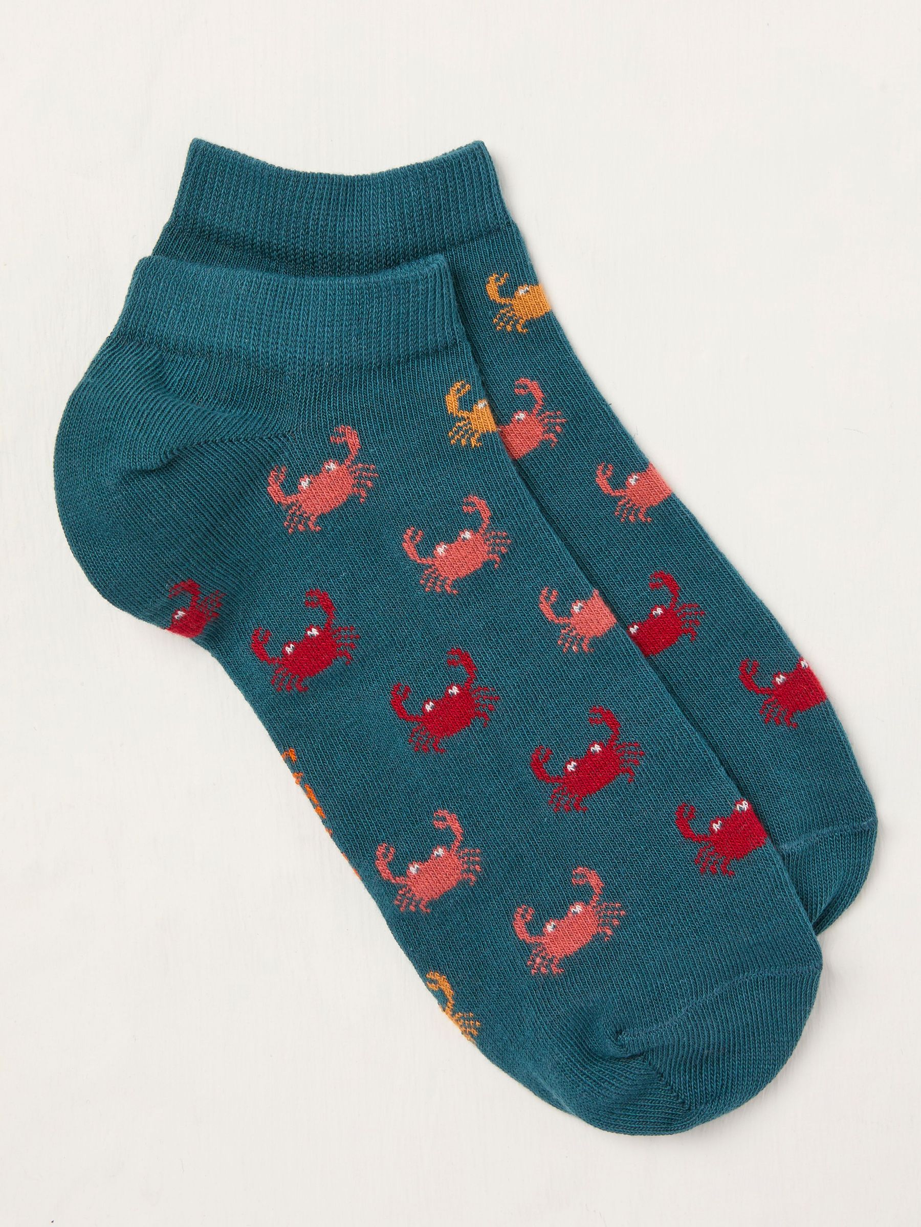 Teal Blue Crab Trainer Socks (AL0423) | $10