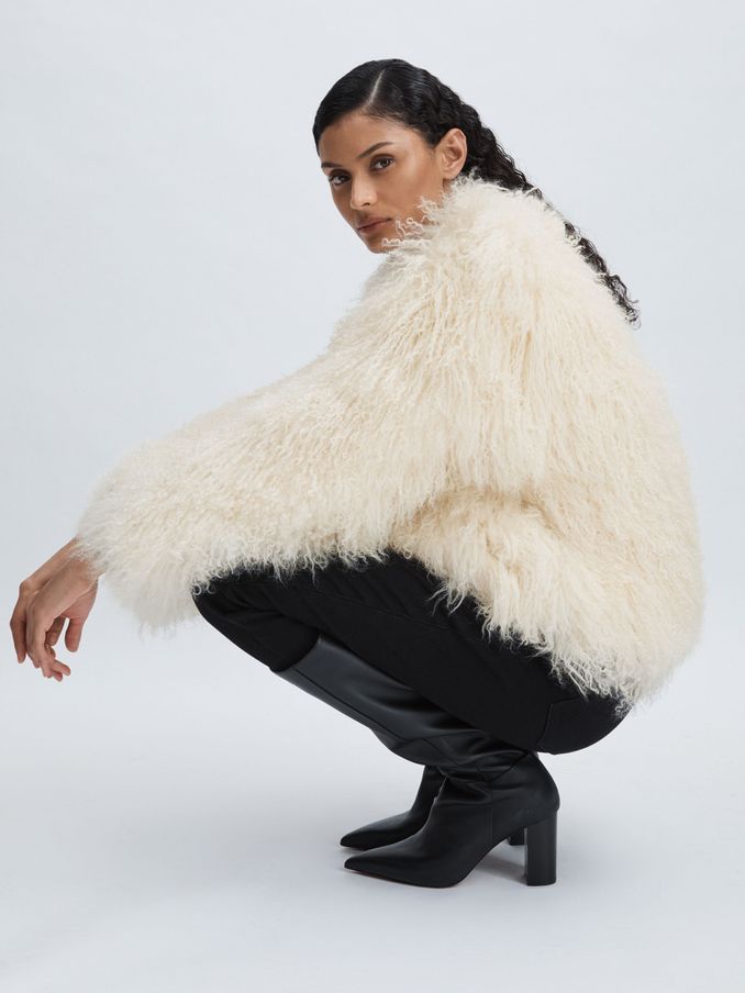Meotine Shearling Jacket in Cream (AL0571) | US$537