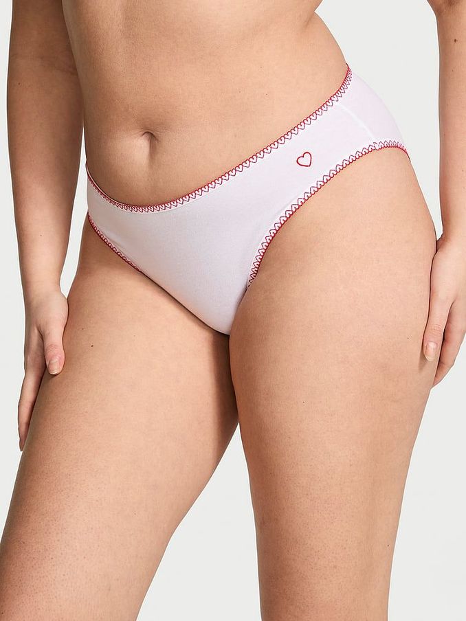 White Lace Waist Heart Trim Bikini Knickers (AL1294) | €10.50