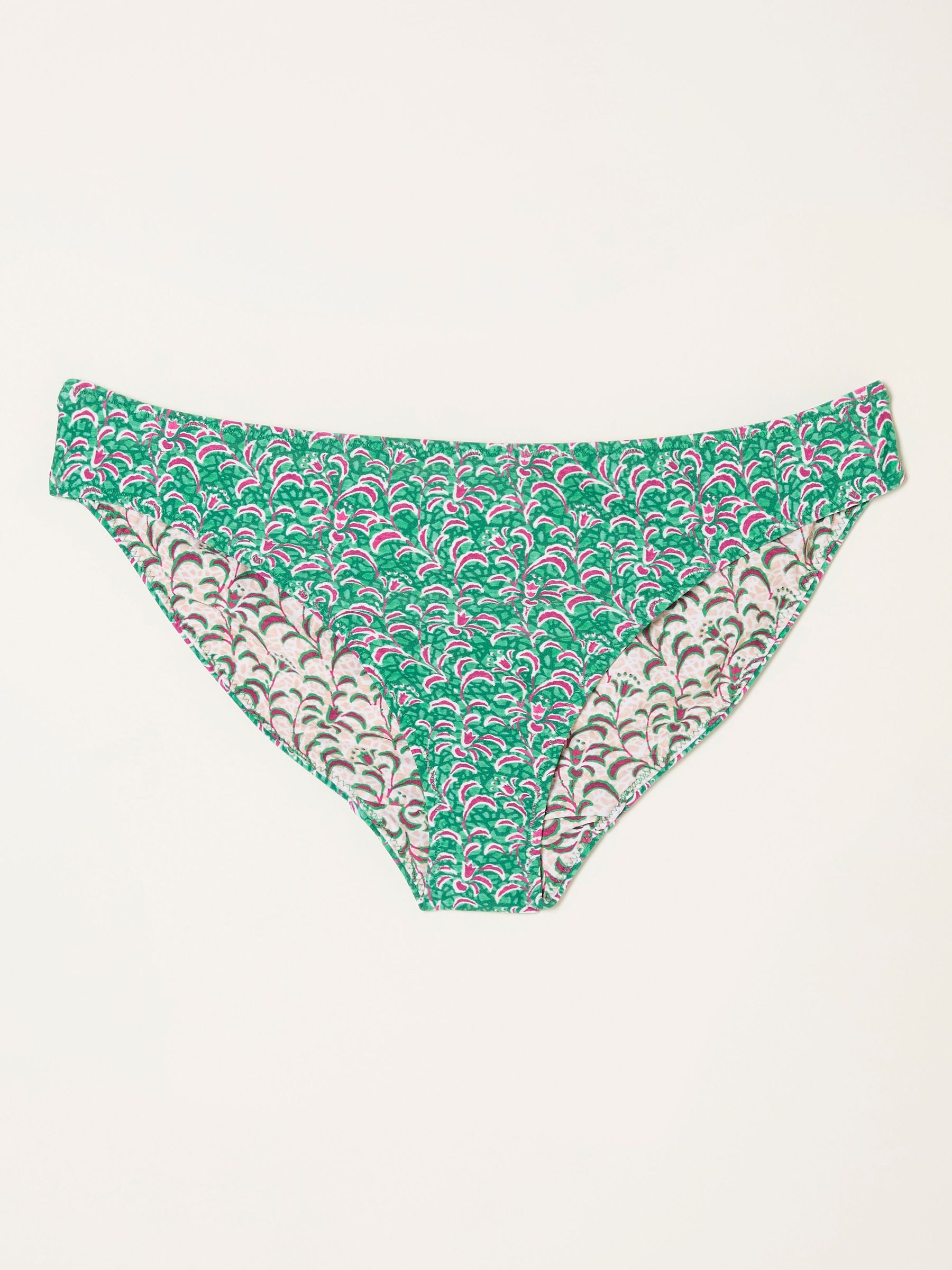 Green Filey Vine Floral Print Reversible Bikini Bottoms (AL1571) | $43