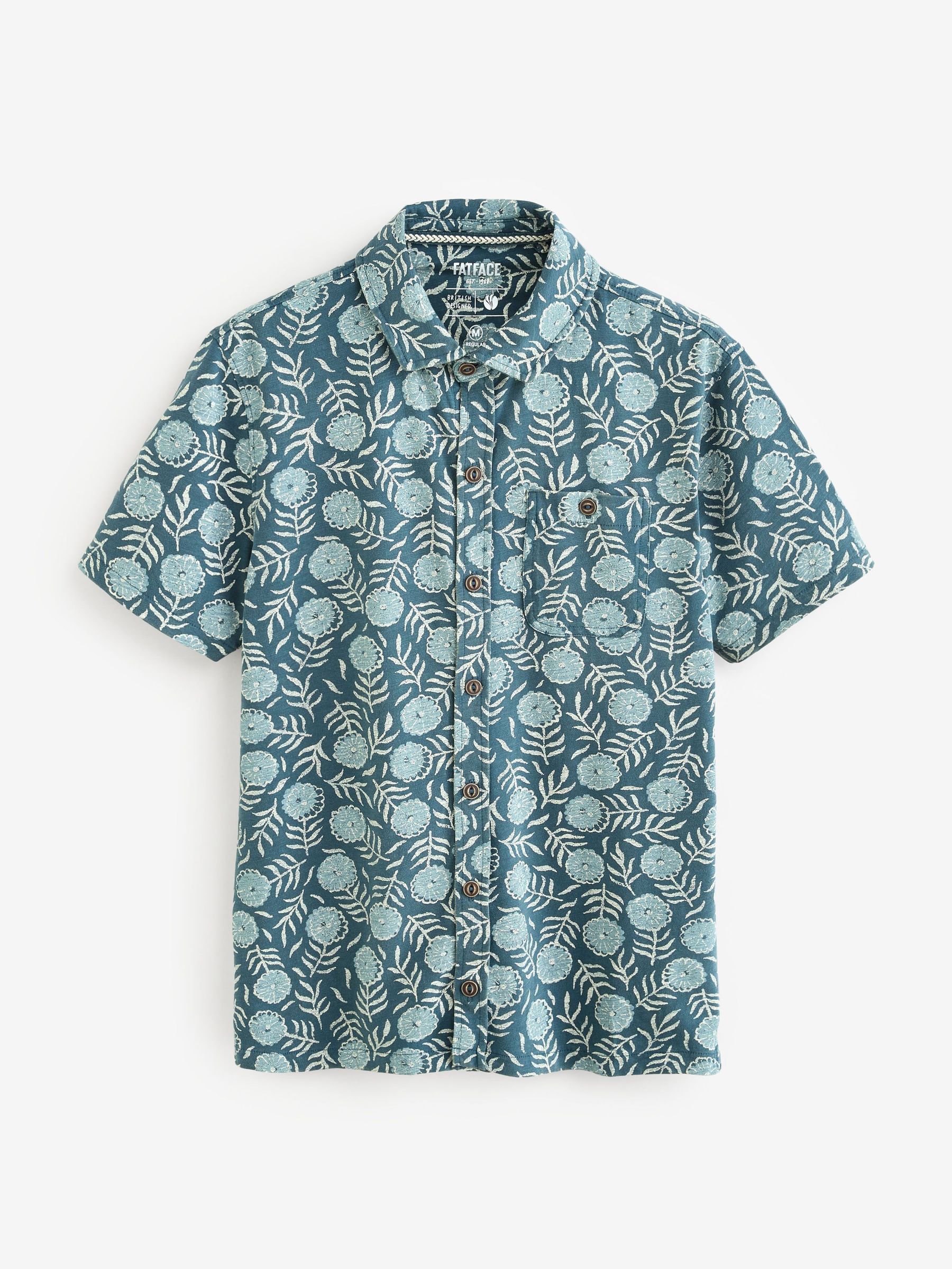 Truro Green Floral Short Sleeve Jersey Shirt (AL1728) | $65