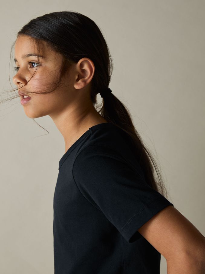 9-13 yrs Cotton-Blend V-Neck T-Shirt in Navy (AL4524) | €12