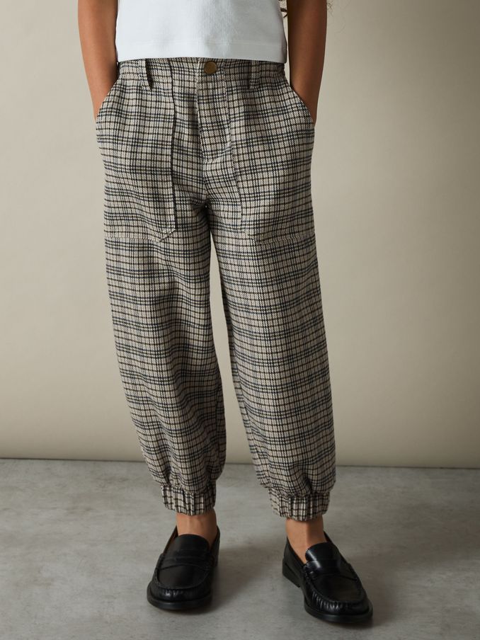 Pantalon de survêtement tissé à carreaux 9-13 ans, gris (AL5265) | 35 €