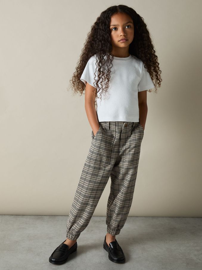 Pantalon de survêtement tissé à carreaux 4-9 ans, gris (AL5277) | 28 €
