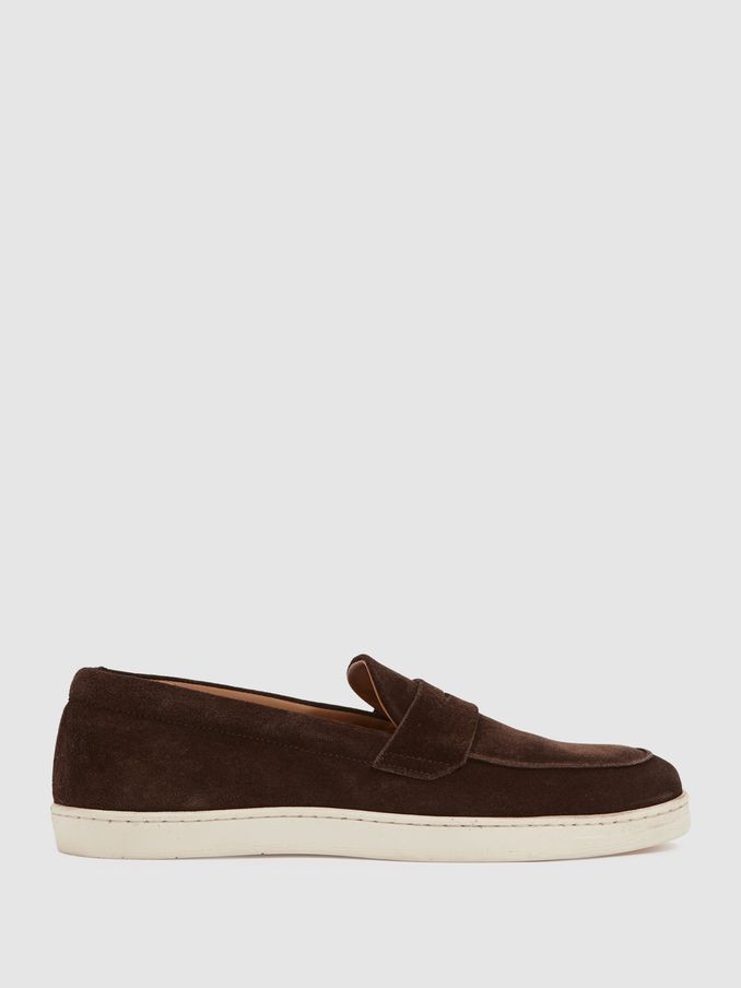 Harrys Of London Suede Penny Loafers in Dark Brown (AL5285) | €348