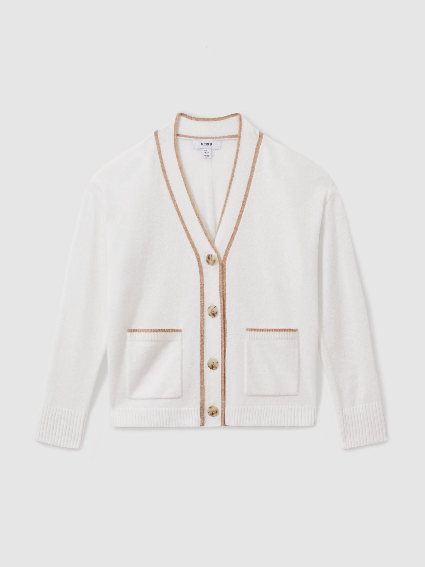 Wool-Blend Stripe-Detail Cardigan With Cashmere in Cream (AL6660) | US$70