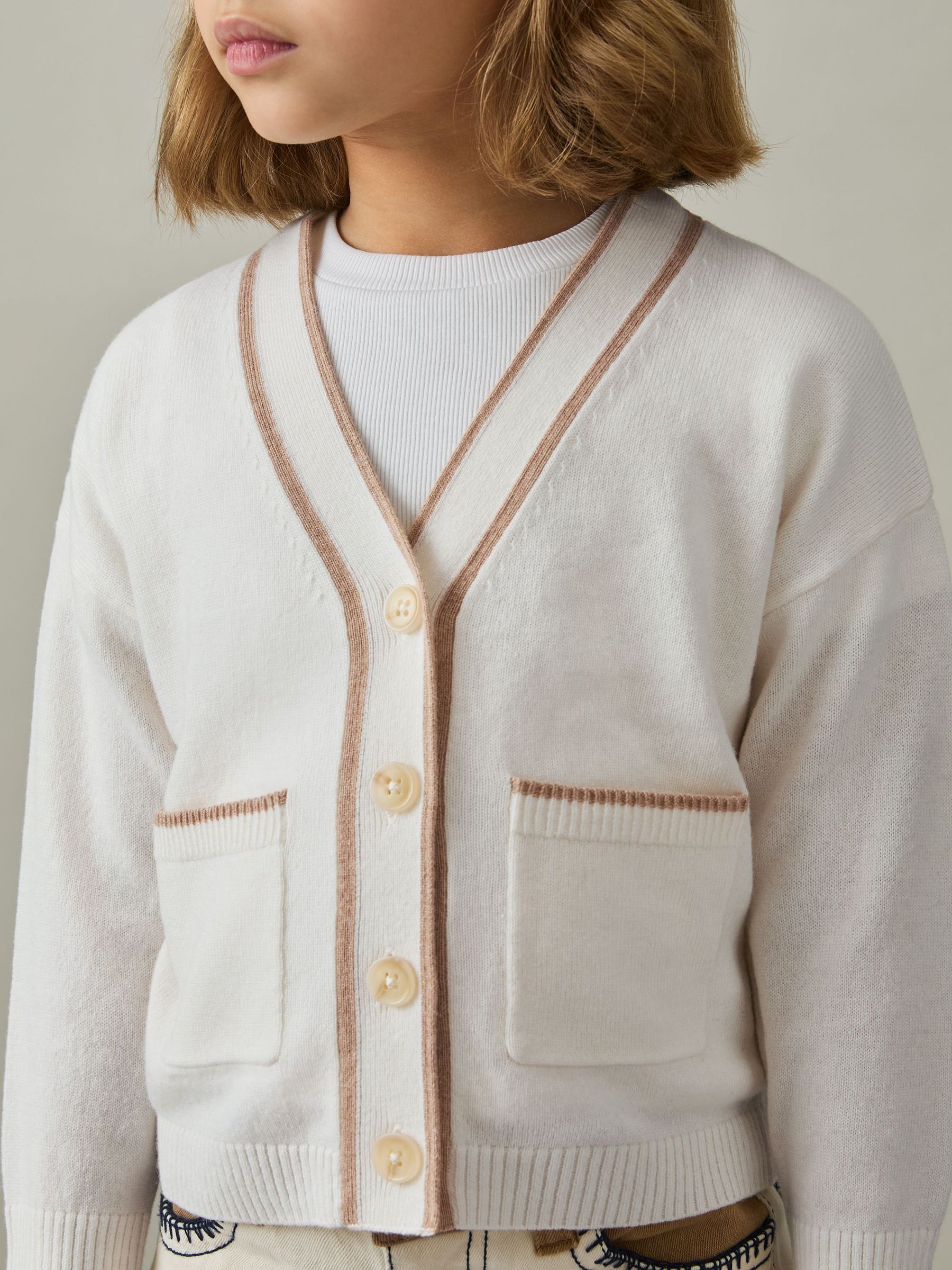 Wool-Blend Stripe-Detail Cardigan With Cashmere in Cream (AL6662) | €55