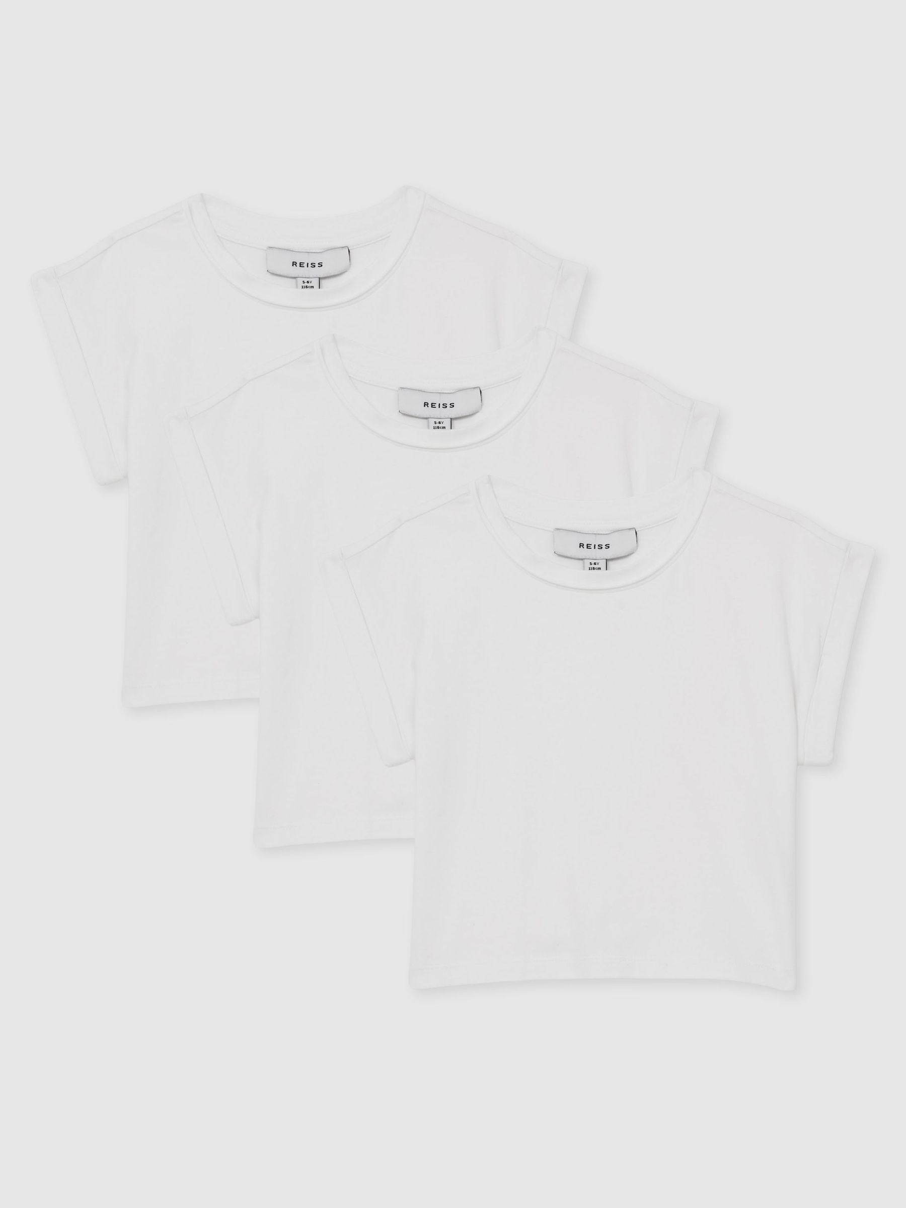 13-14 yrs Cotton-Jersey Cropped T-Shirt 3 Pack in White (AL6663) | 195 SAR