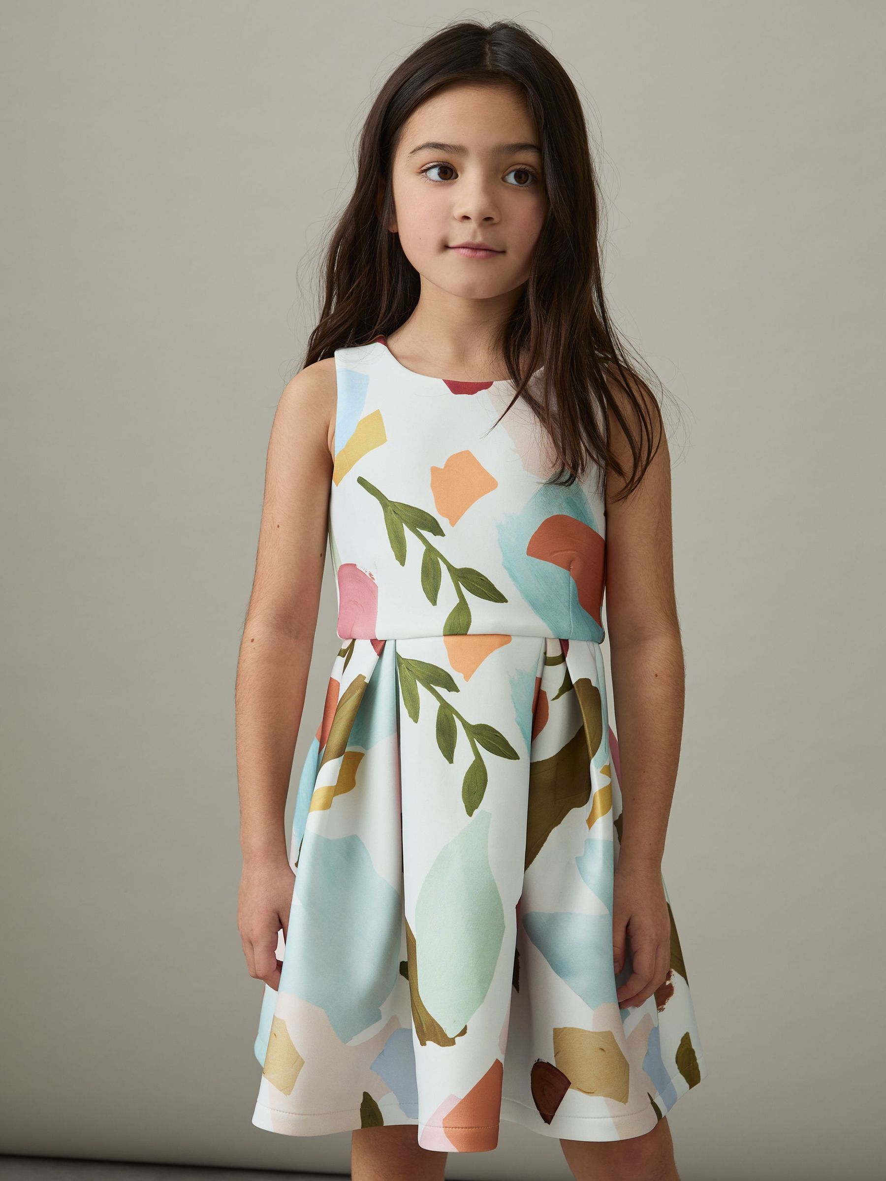 4-9 yrs Abstract Floral Scuba Dress in Multi (AL6669) | €65