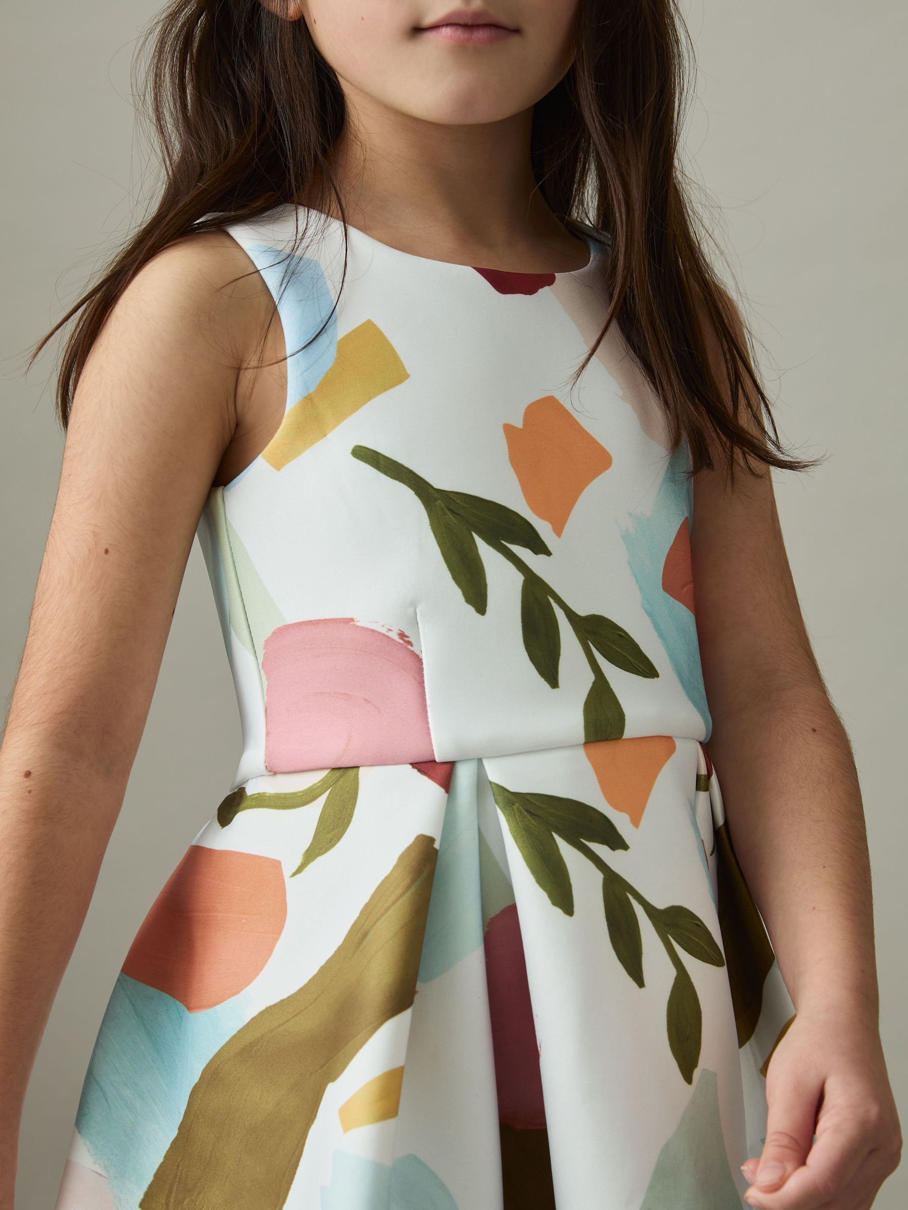 9-13 yrs Abstract Floral Scuba Dress in Multi (AL6683) | US$80