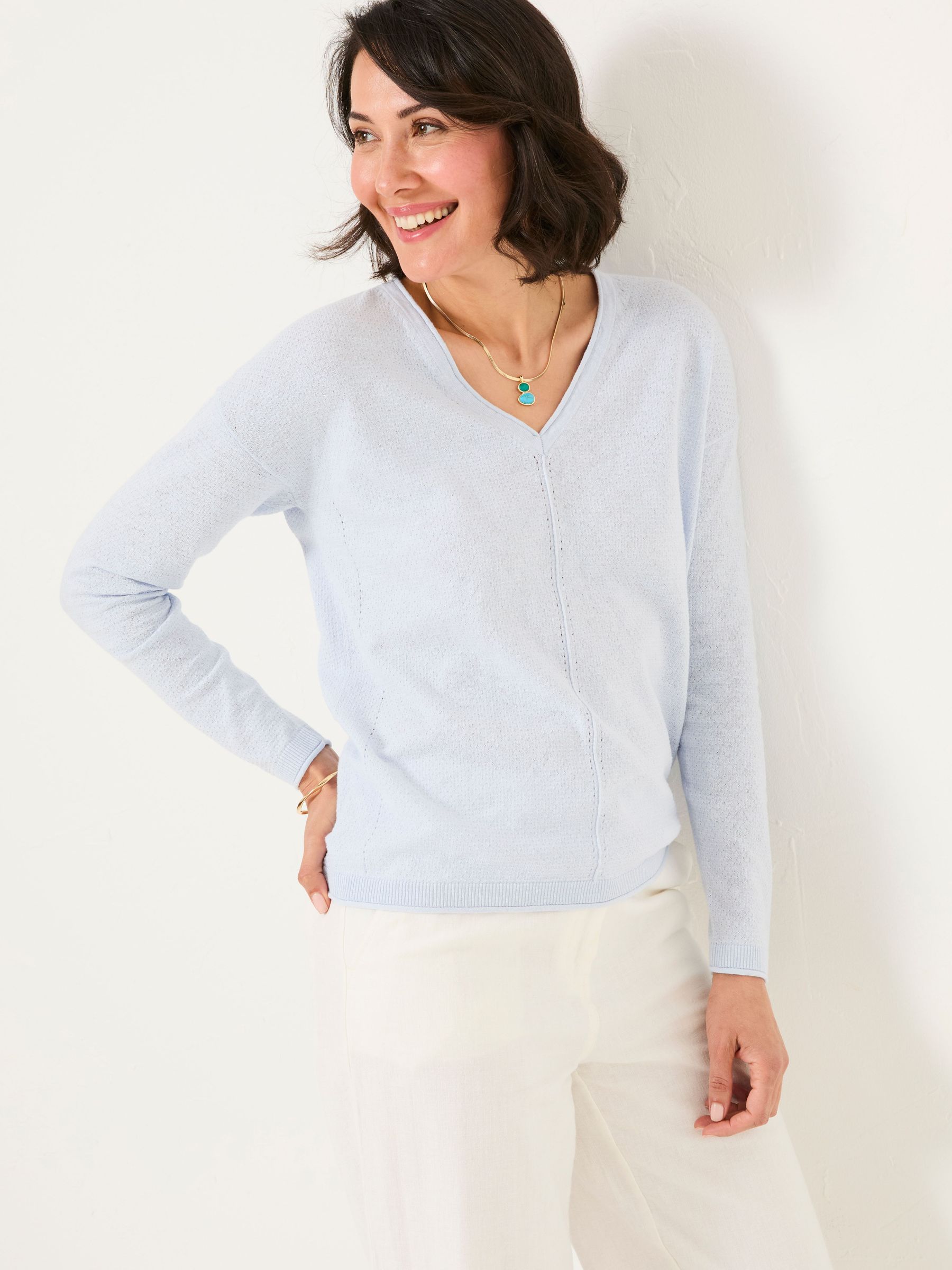 Iris Light Blue V-Neck Knitted Jumper (AL7113) | €65