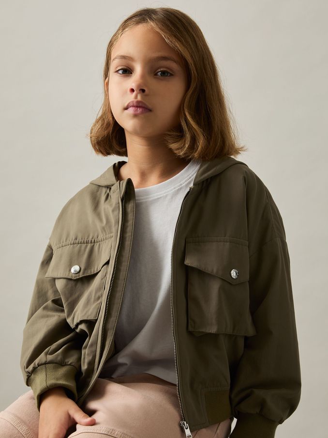 4-9 yrs Hooded Utility Bomber Jacket in Khaki (AL7355) | US$48