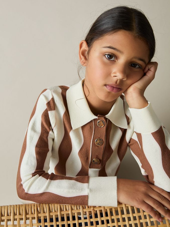 4-9 yrs Zig-Zag Knit Collared Jumper in Ecru (AL7356) | HK$195
