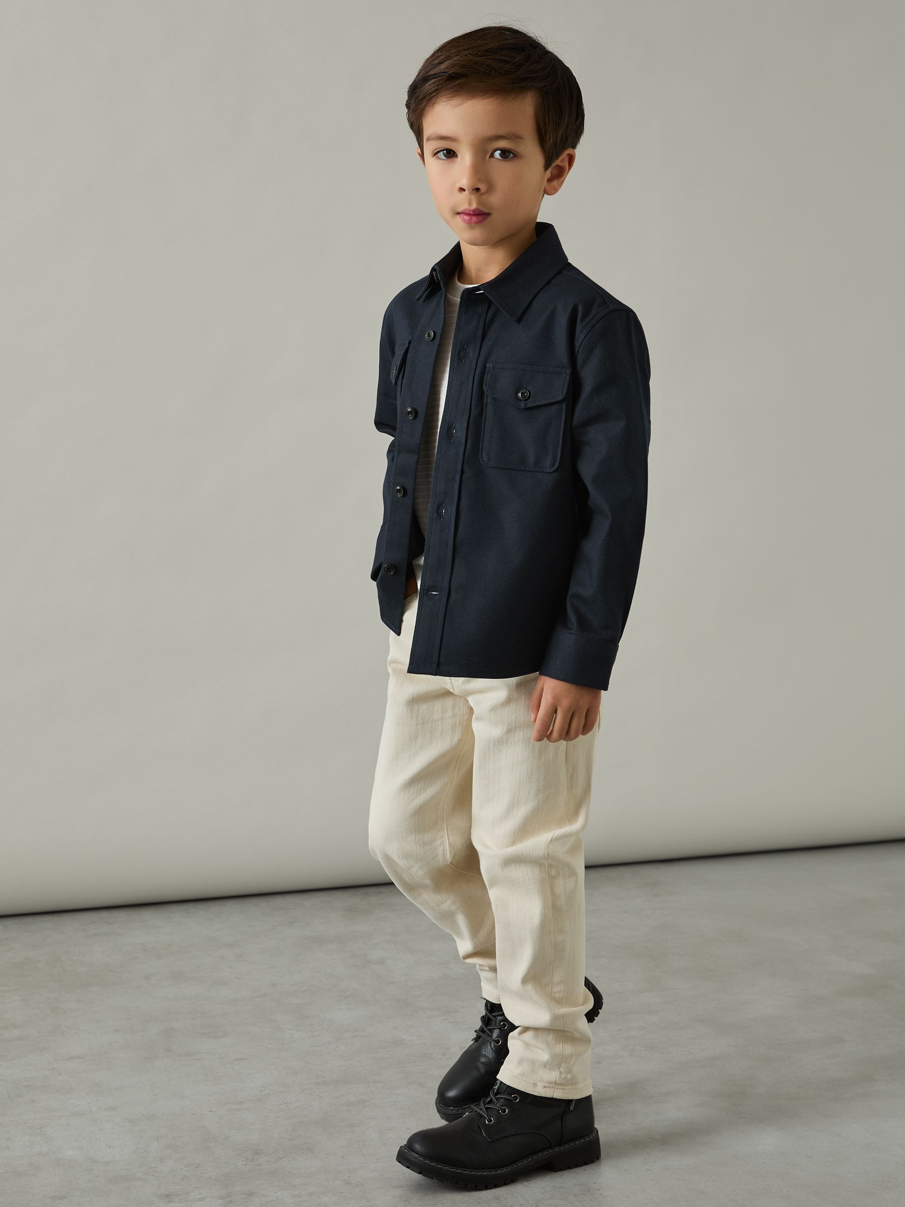 9-13 yrs Twin Pocket Textured Overshirt in Navy (AL7788) | 240 SAR