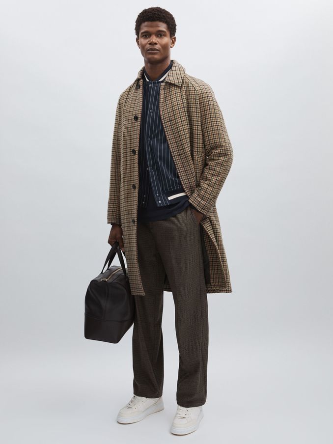 Les Deux Slim-Fit Pleated Brown Check Suit Trousers in Brown Check (AL7798) | CHF 140