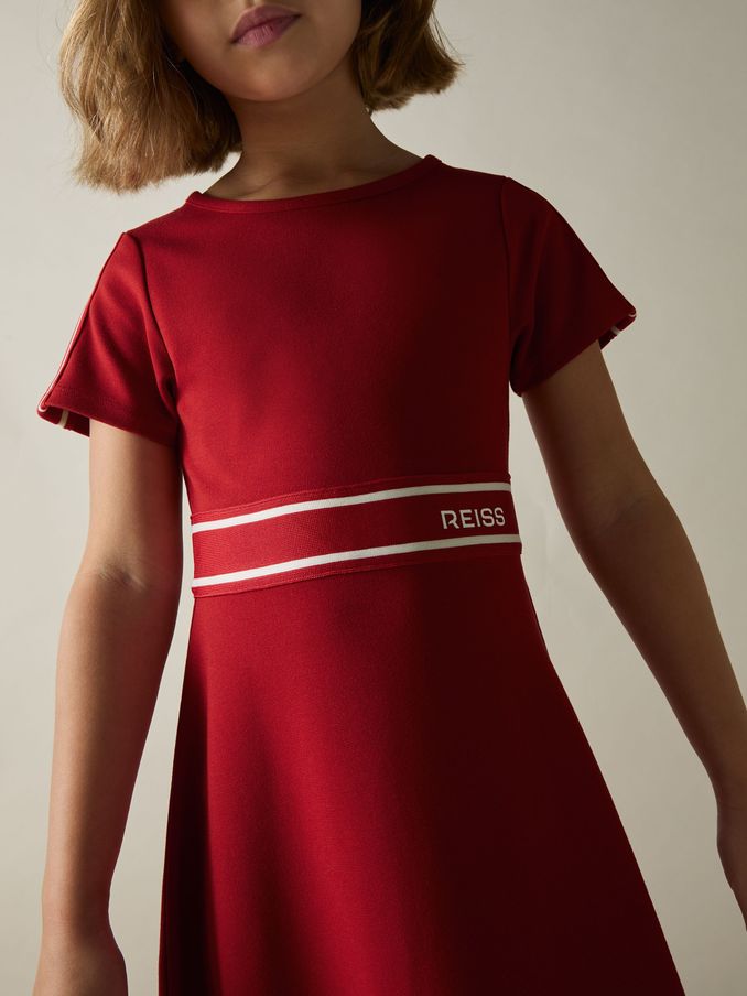 9-13 yrs Interlock-Jersey Logo-Waistband Dress in Red (AL7805) | US$80