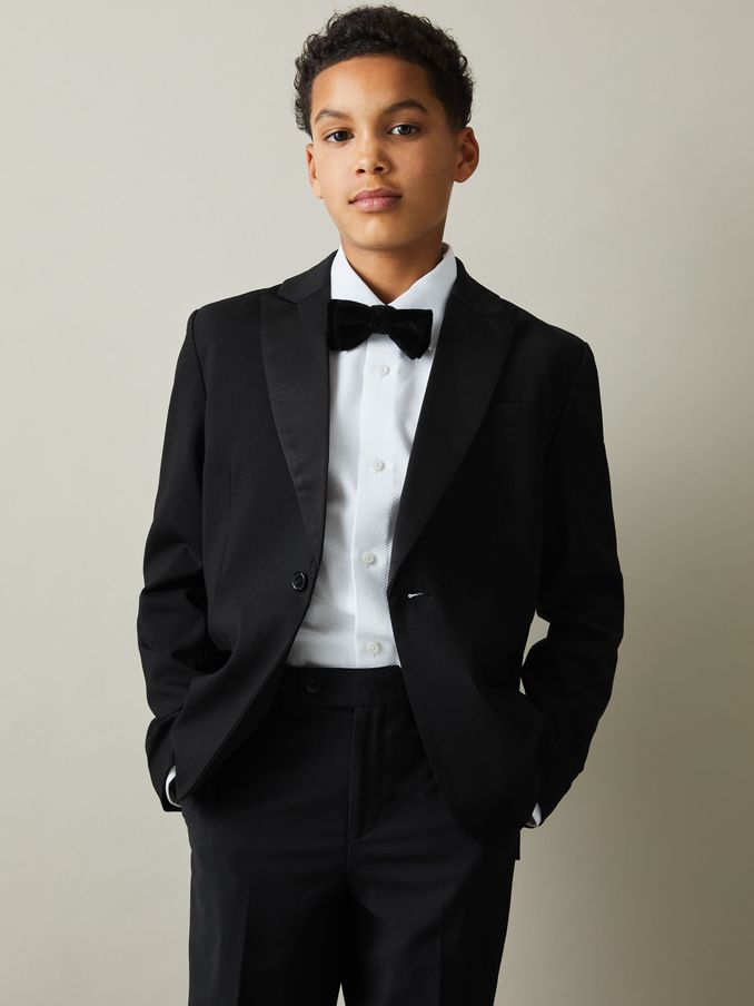 Wool-Blend Single-Breasted Tuxedo Jacket in Black (AL7813) | US$160