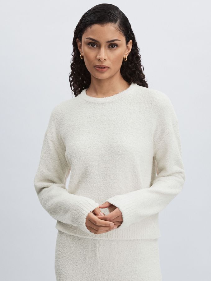 Calvin Klein Chenille Crew-Neck Jumper in Ivory (AL7824) | €68
