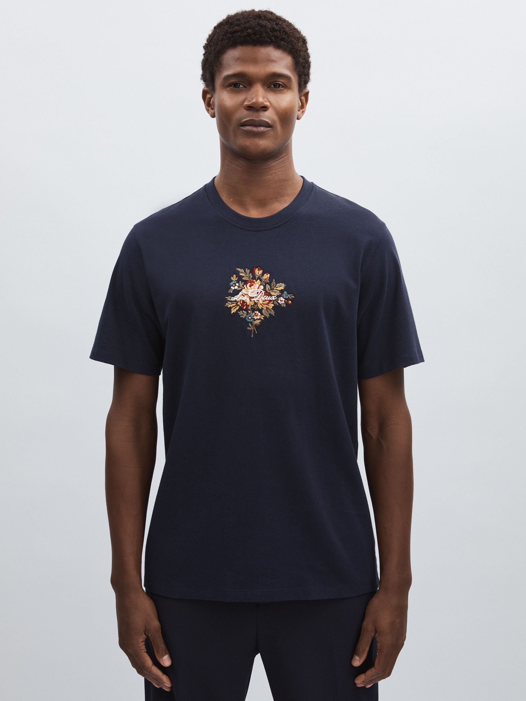 Organic-Cotton Embroidered Logo T-Shirt in Navy (AL7832) | €70