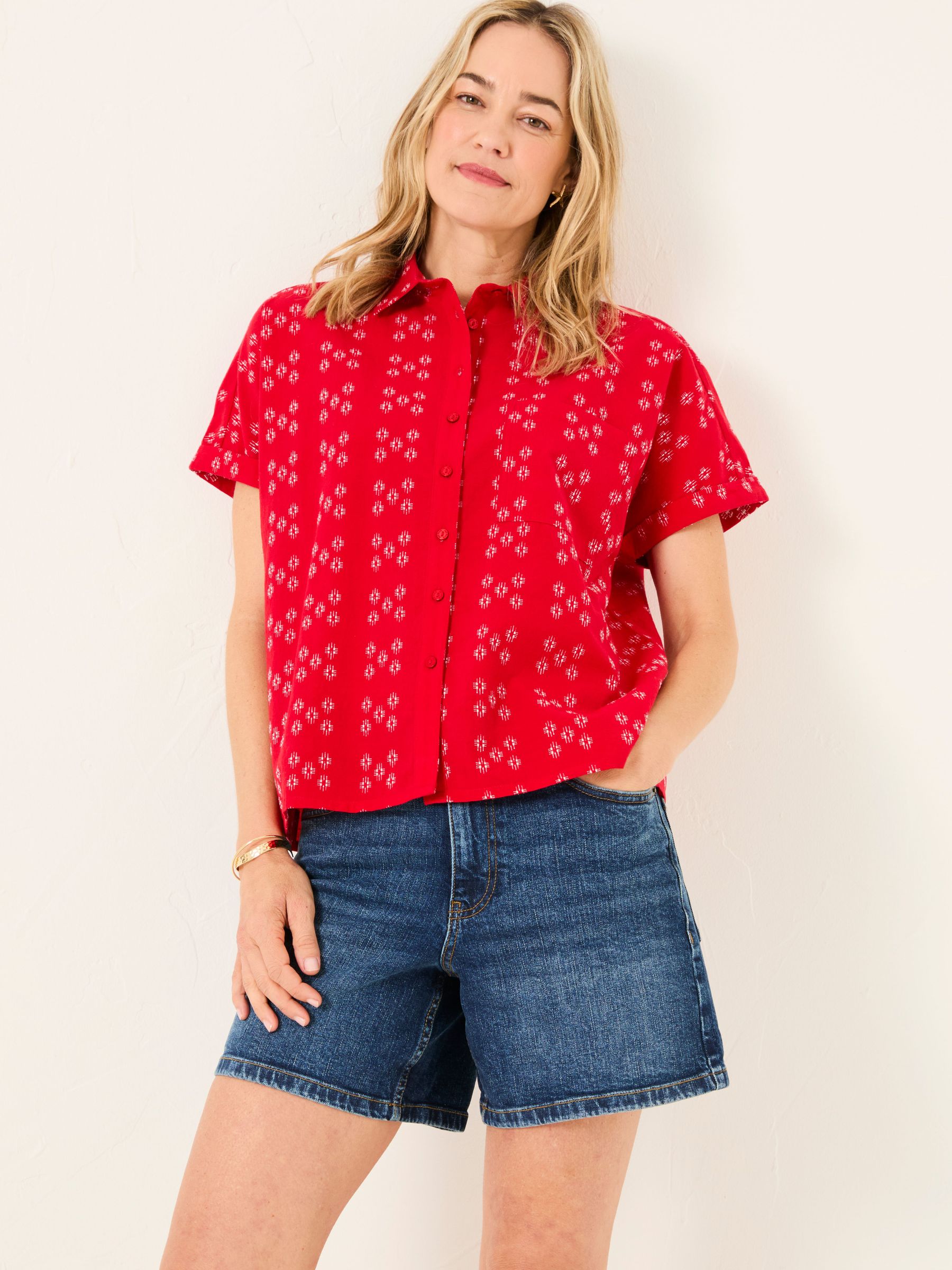 Sanchez Red Jacquard Shirt (AL8472) | $72